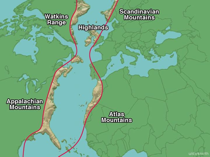 Eurasian - Central Pangean Mountain Range The Appalachian Mountains ...