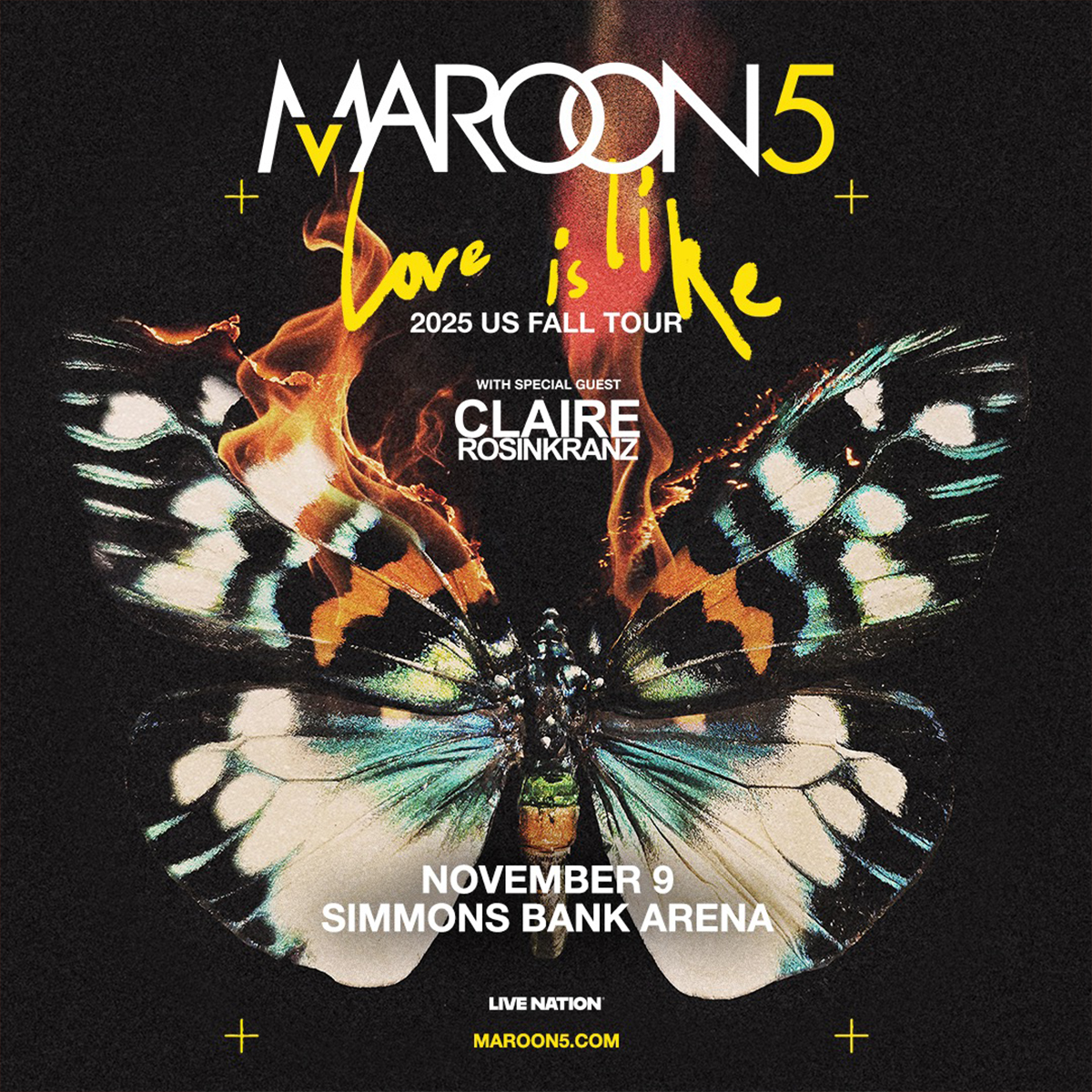 Tickets to see Maroon 5 bring the LOVE IS LIKE Tour with special