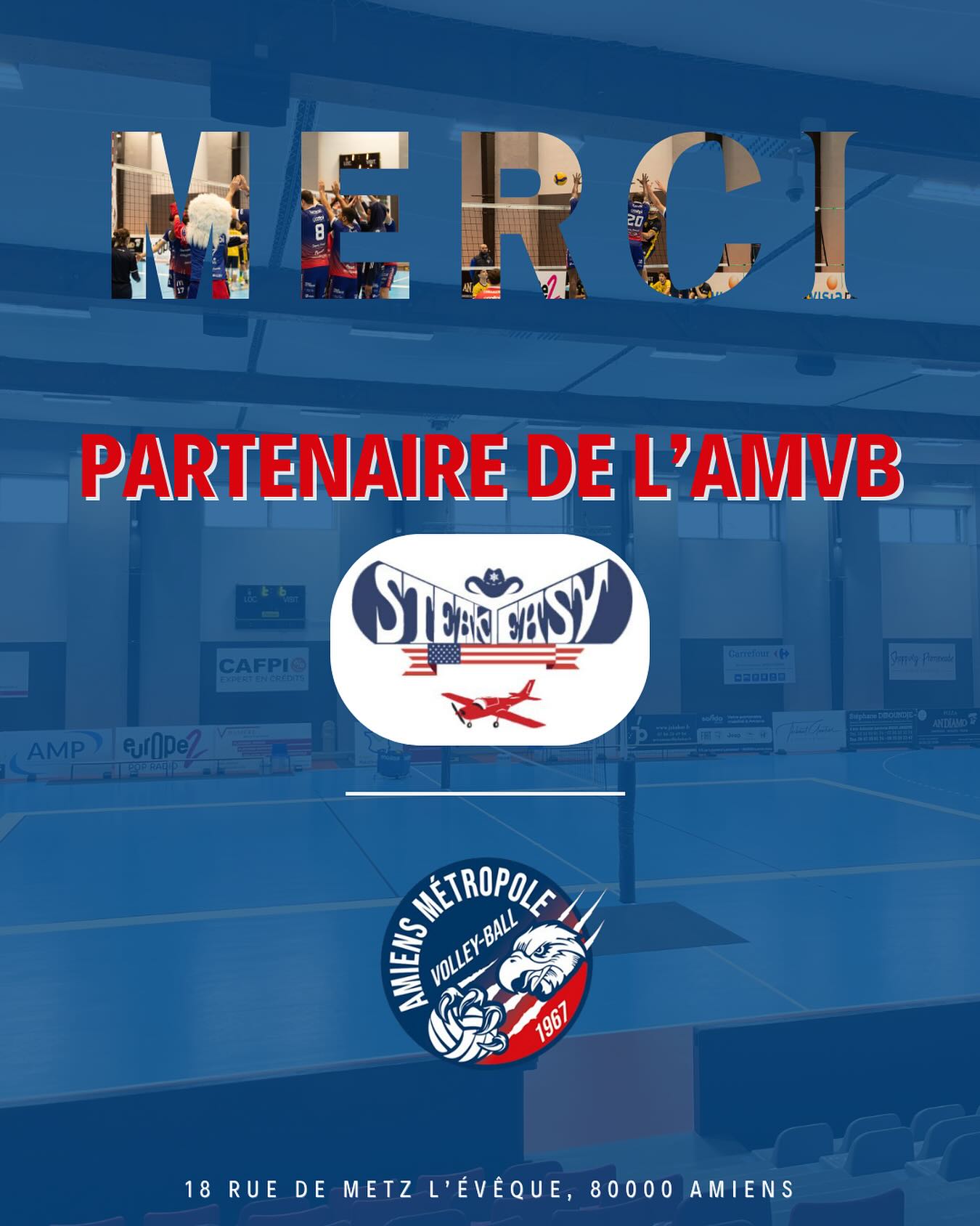 Fanion En Tissu AMIENS METROPOLE VOLLEY - Neuf, Club Français, Support Supporter Volley-ball