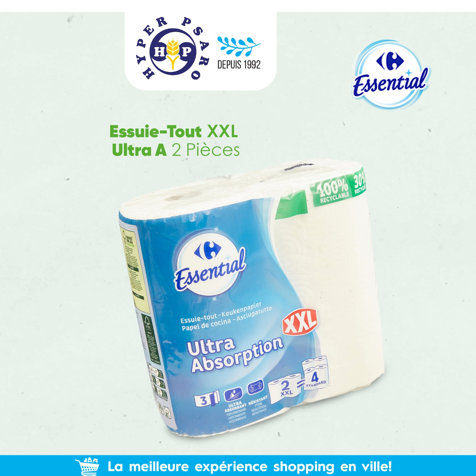 Hyper - 🧻 Découvrez les Essuie-Tout XXL Ultra A de Carrefour Essential ...