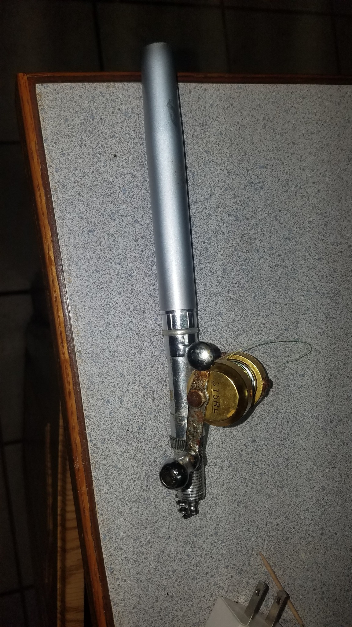 antique fishing pole values 1940's wood rod with Pfluger Sal-Trout Reel  Southern Adirondack ReStore 000 full Antique and Collectible Fishing Rods