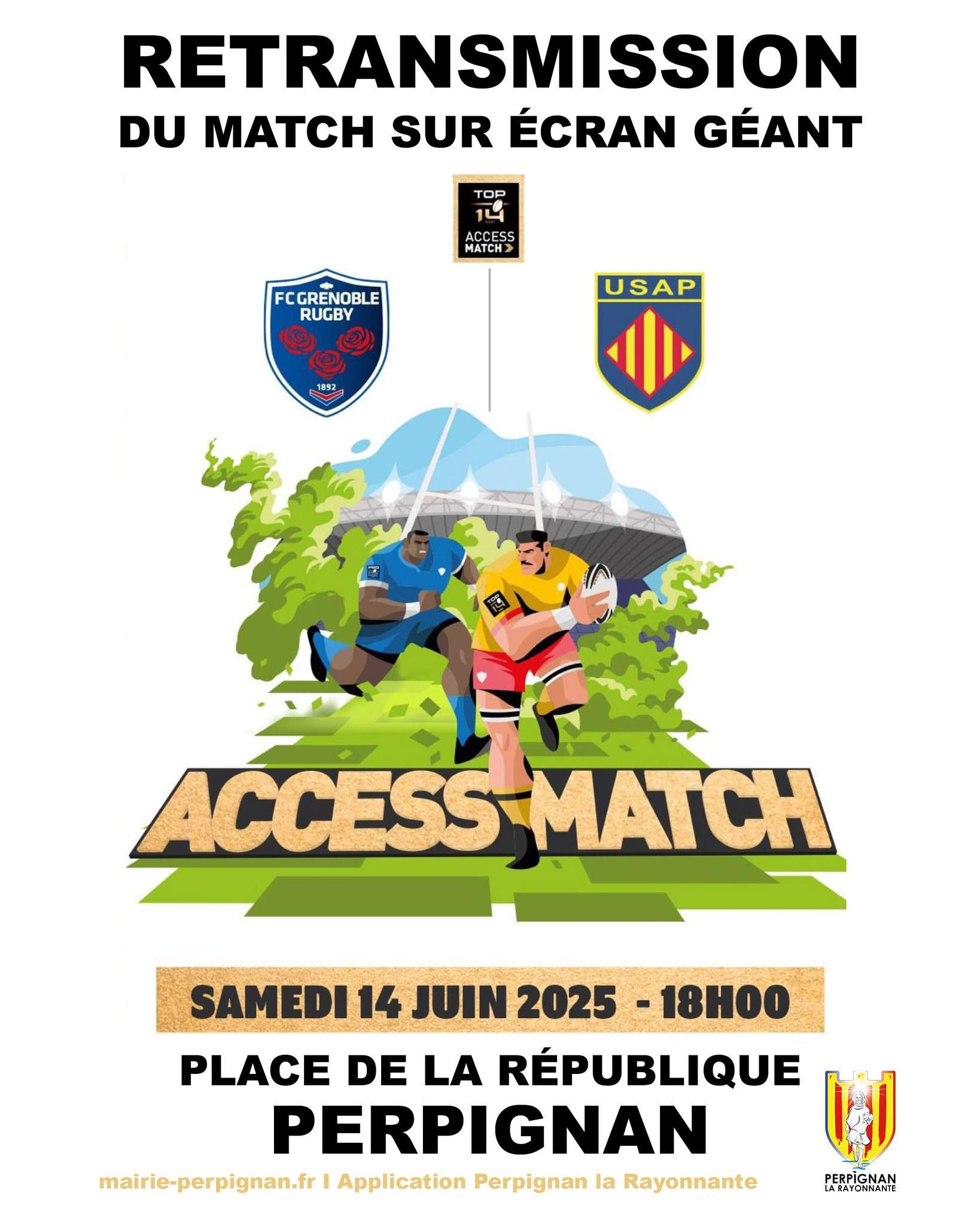 Ville - ‼🏉 J-1, H-24 : USAP-GRENOBLE sur écran géant 🏉‼ 👉 La Ville de # ...