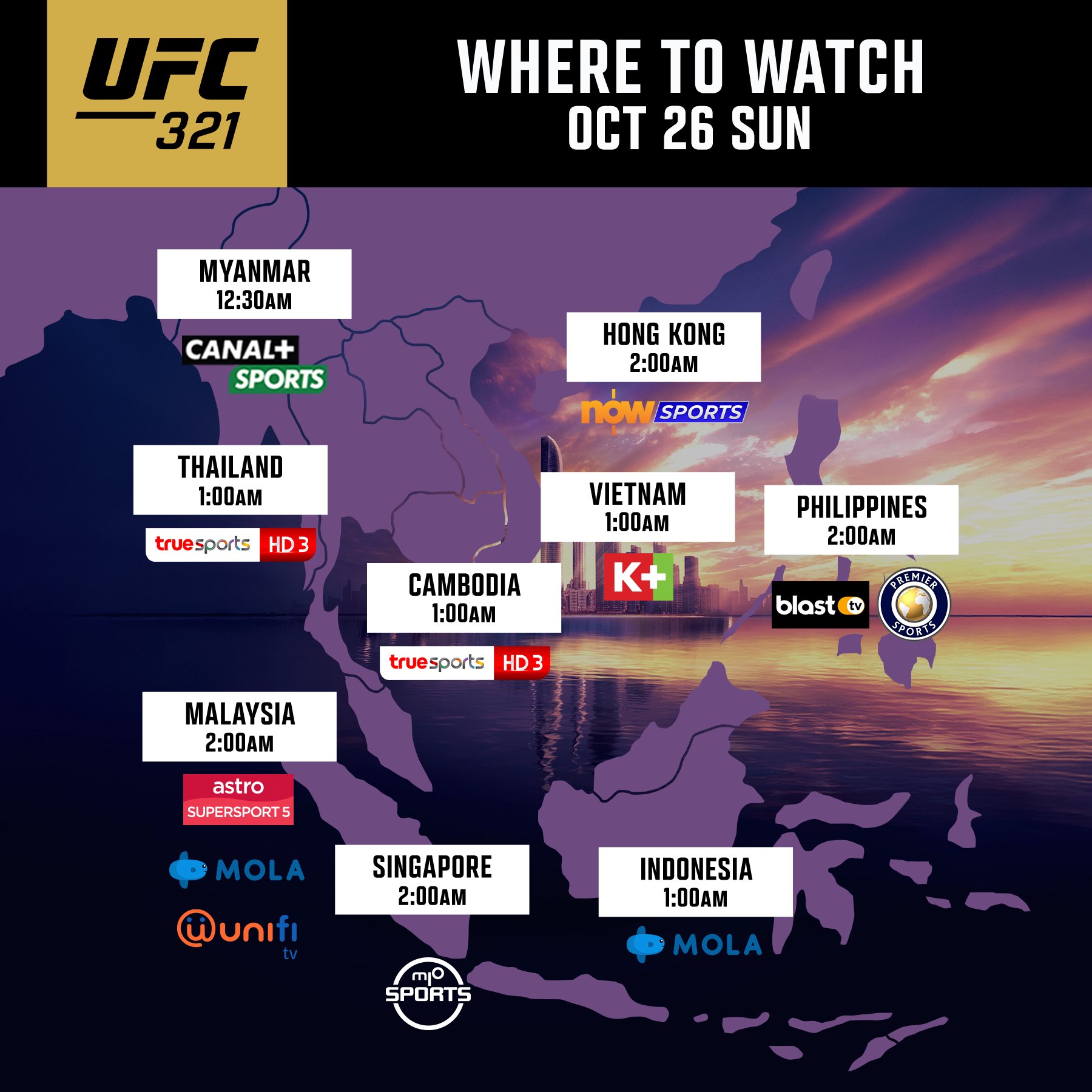UFC - Save those alarms! ⏰ Here are all the important #UFC321 main card ...
