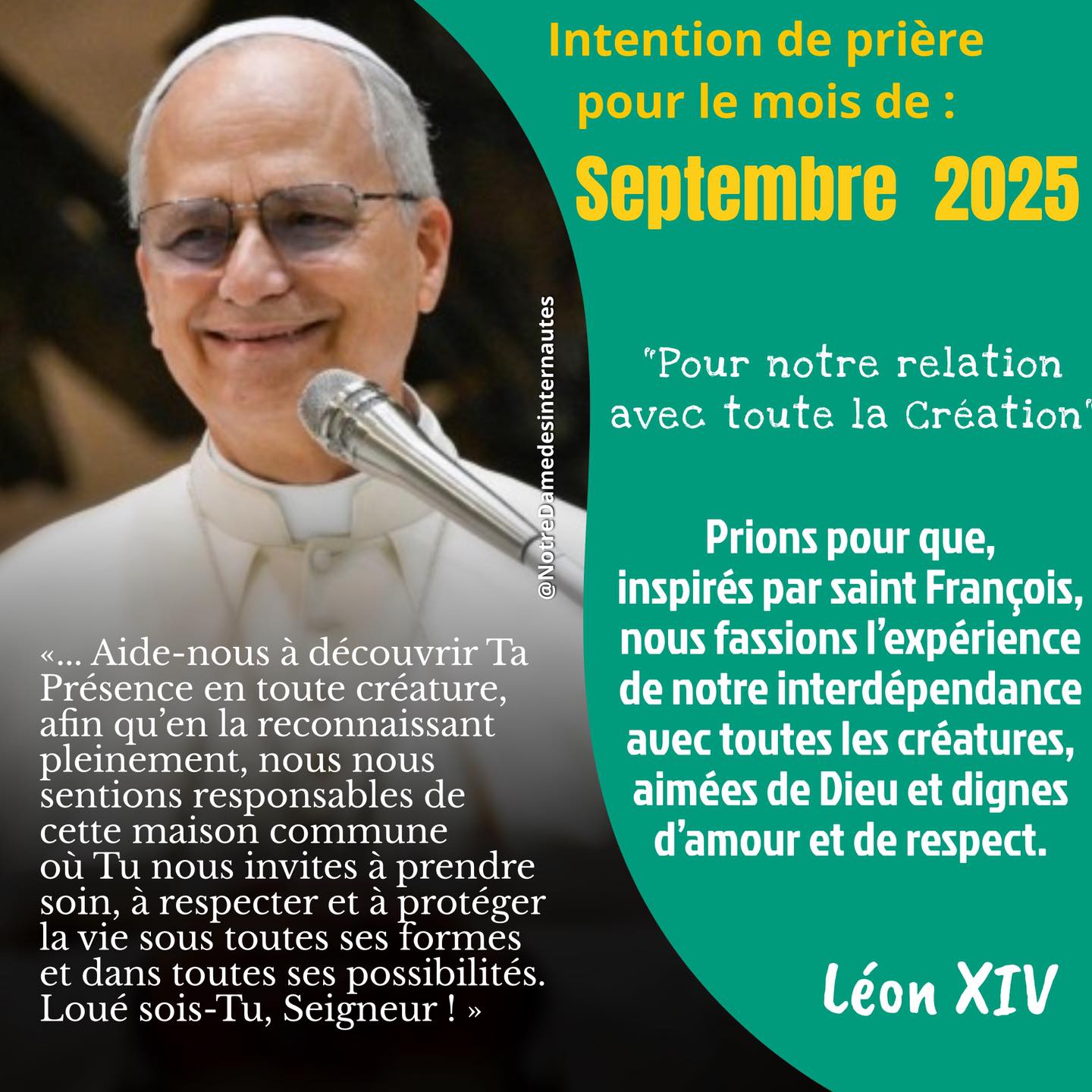 Notre - 🟡 pape Léon XIV : intention de prière du mois de septembre 2025 ...