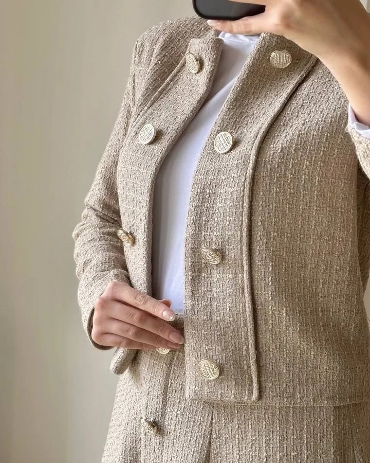 Ensemble Jupe Et Veste JIEL THEE écru/beige - Taille 36/38 - Coton Mélangé - Occasion