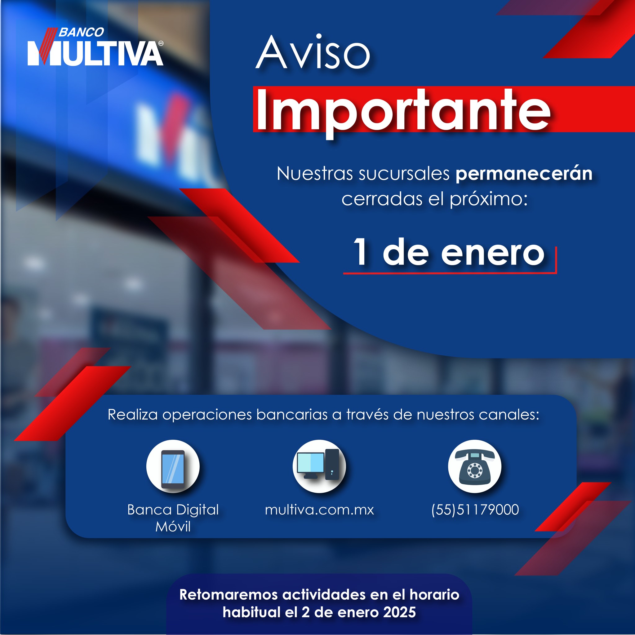 Banco - ¡Toma tus precauciones! Te recordamos que nuestras sucursales ...