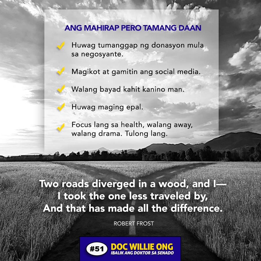 Doc Willie Ong - THE ROAD LESS TRAVELED by Robert Frost Ito ang lagi ...
