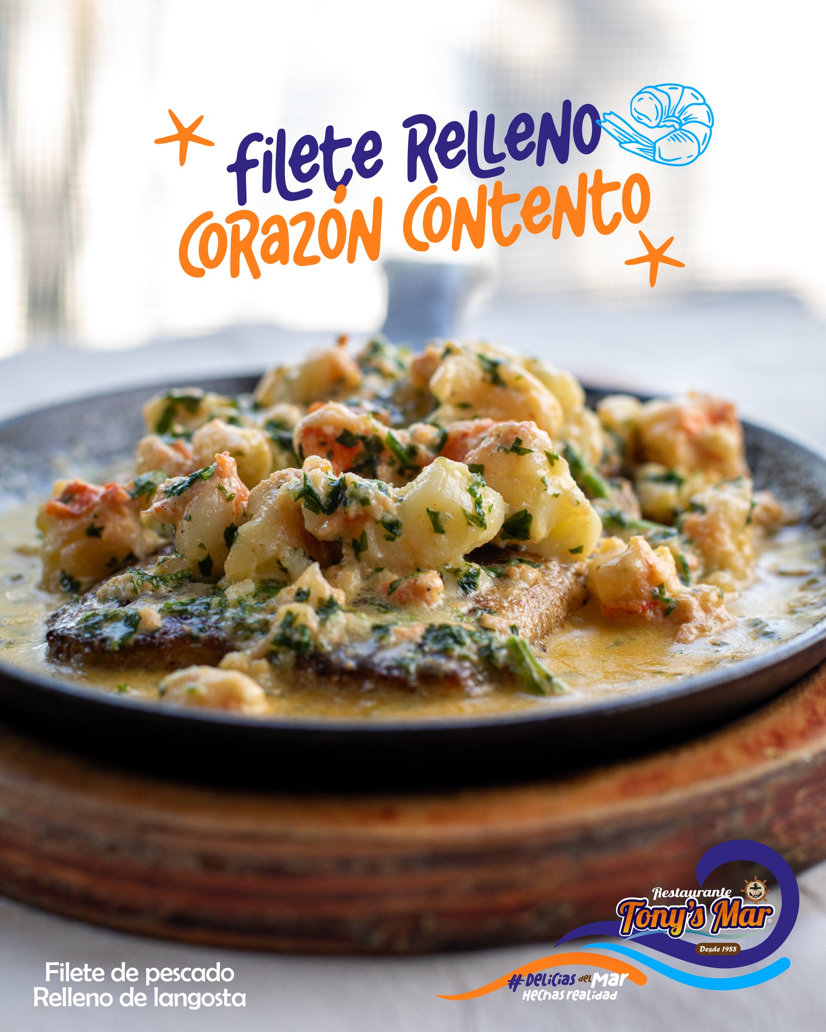 Restaurante - Un jugoso filete relleno de langosta con los ingredientes ...