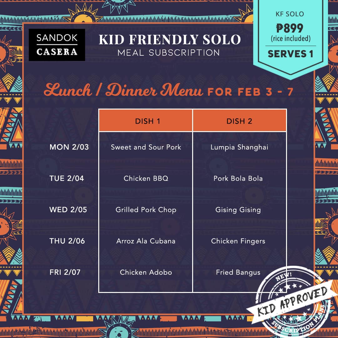 Sandok Casera menu for the week of... - Sandok Comfort Food