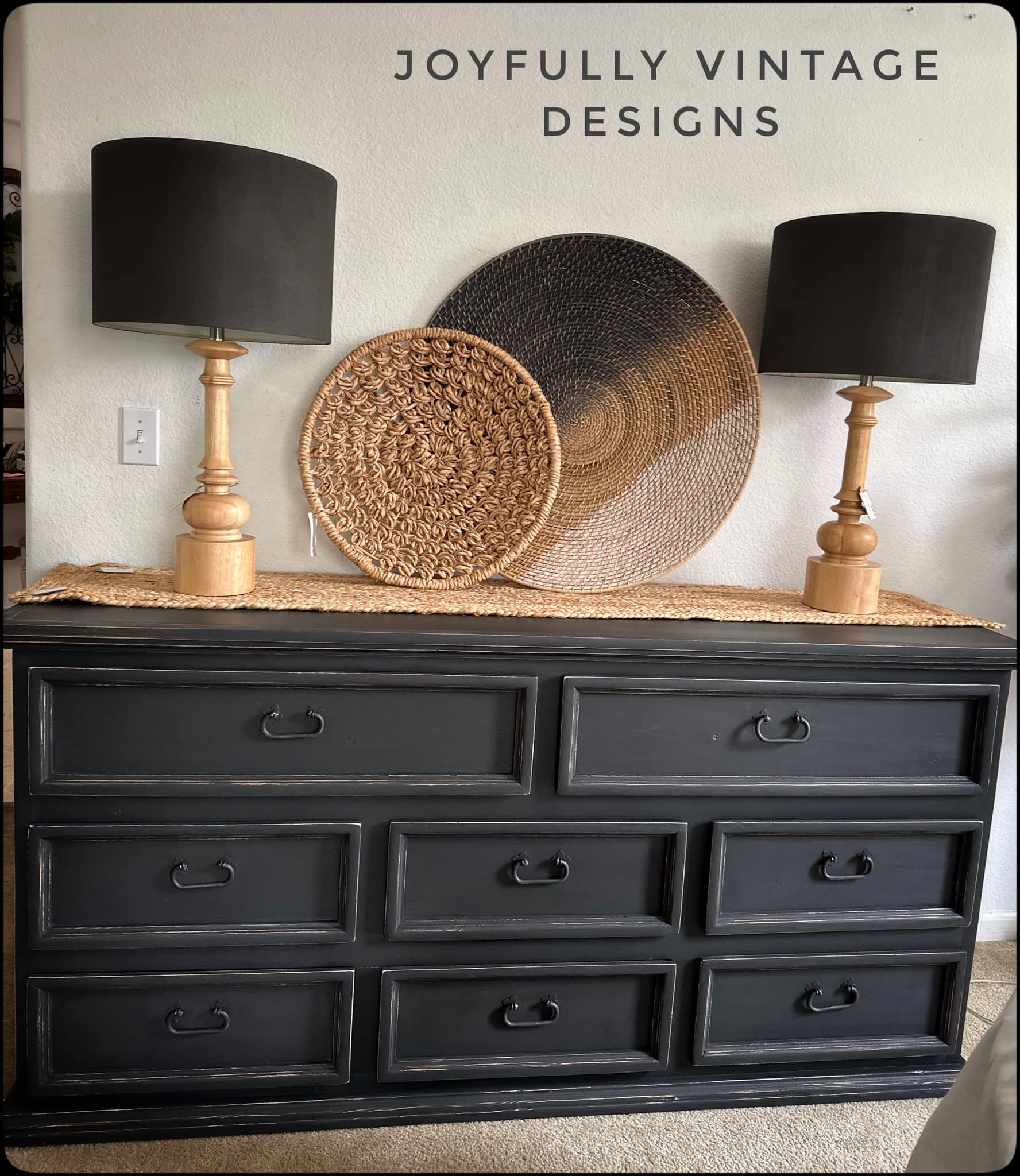 black rustic dresser Henning 4 Drawer – Edge With 9 wide and deep drawers Sorbus Dresser with Steel Frame,