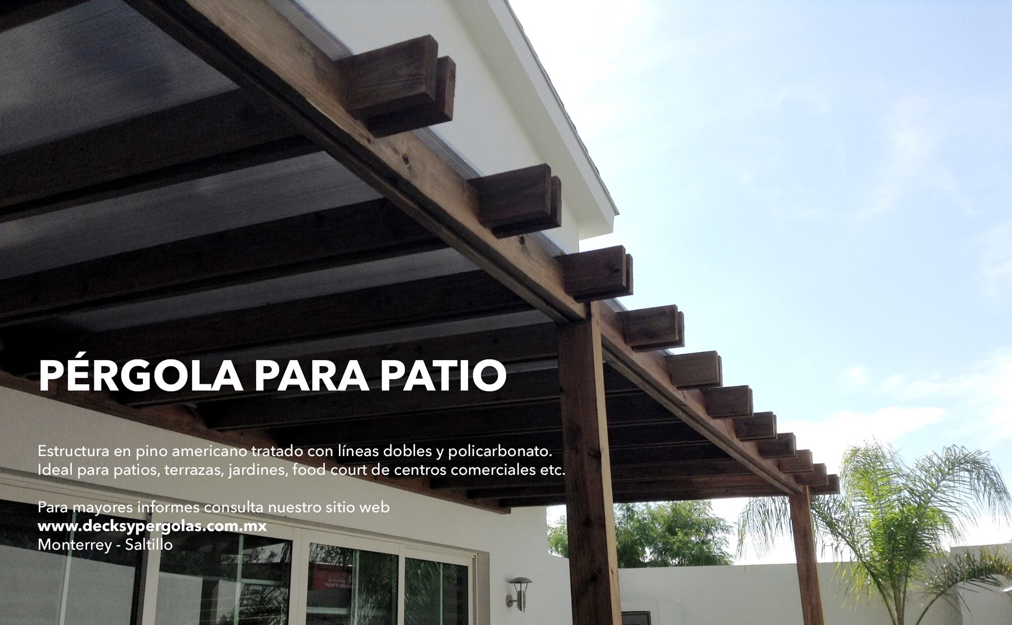 Decks y Pérgolas Monterrey - Pérgola para patio Estructura en pino ...