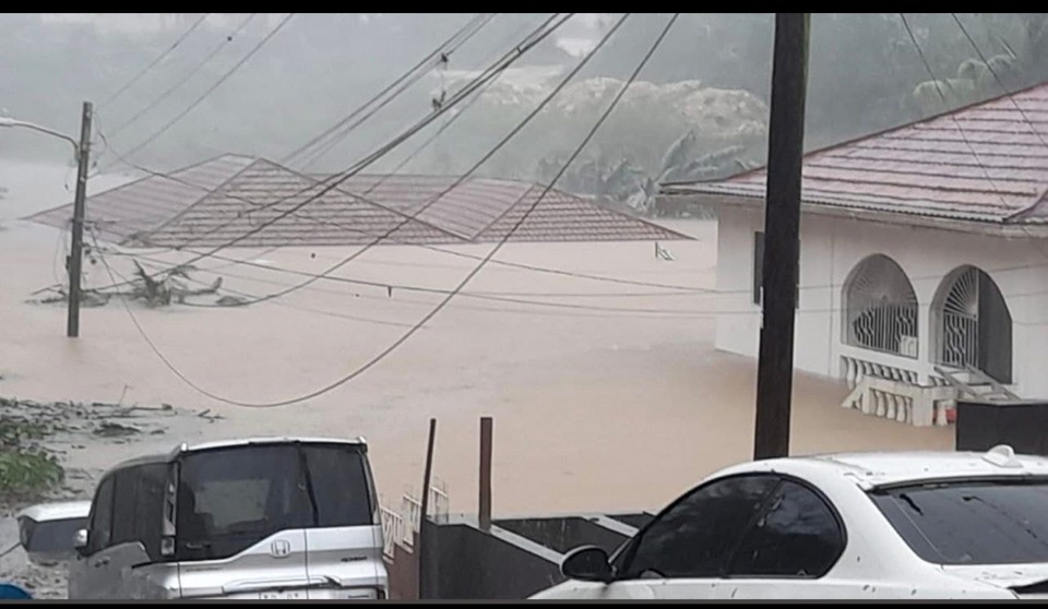 Everton - Houses in Mandeville, Jamaica submerged by flooding waters ...