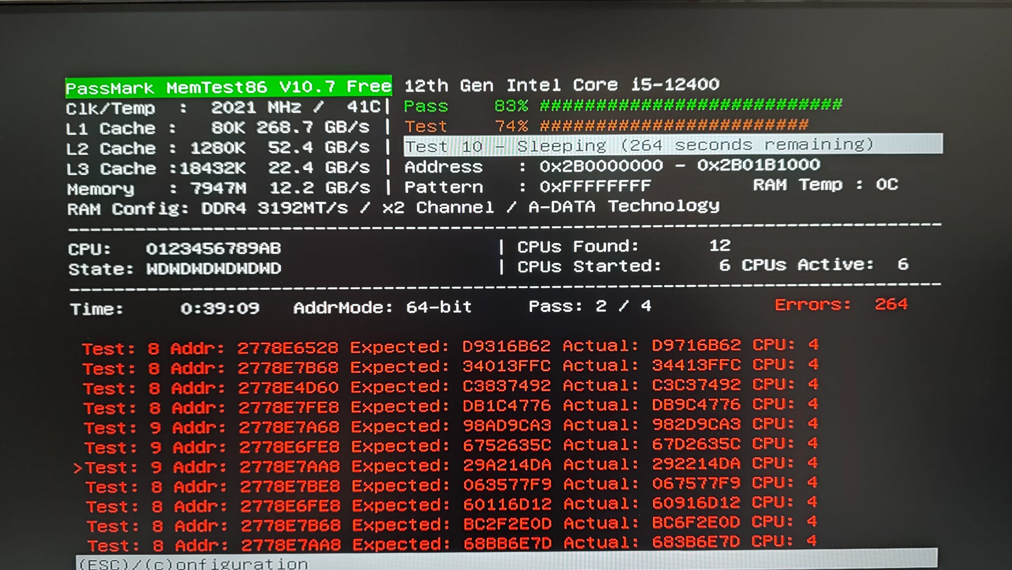 What causes memory management BSOD with 12th gen processor and 8GB 