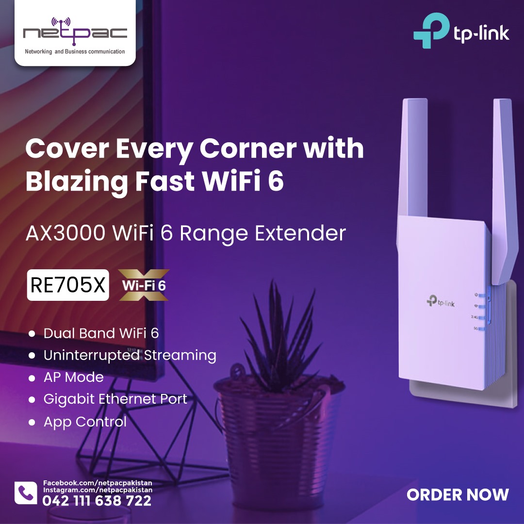 Netpac - 📍TP-LINK AX3000 Wi-Fi 6 Range Extender 👉 RE705X... | Facebook