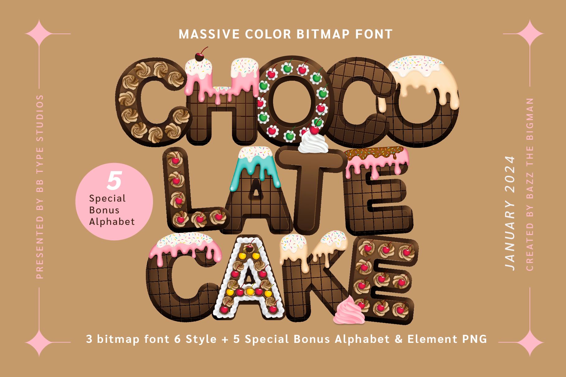 BB Type Studios - New Color Bitmap Font!! Chocolate Cake... | Facebook