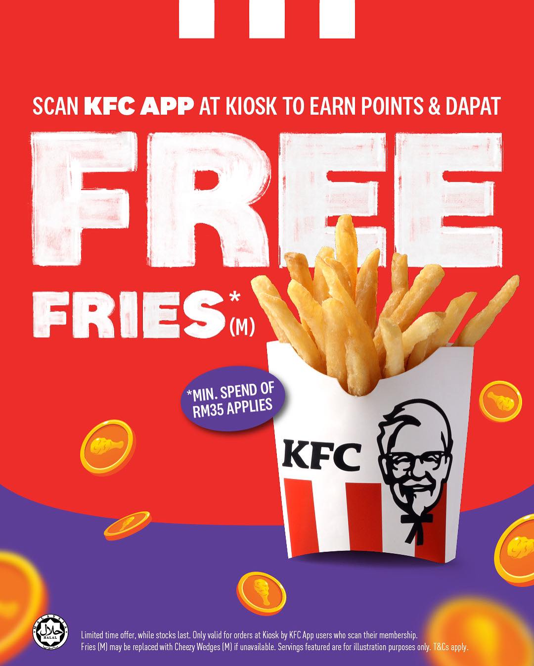 KFC - FREE FRIES ALERT! Scan je your KFC App membership QR code untuk ...