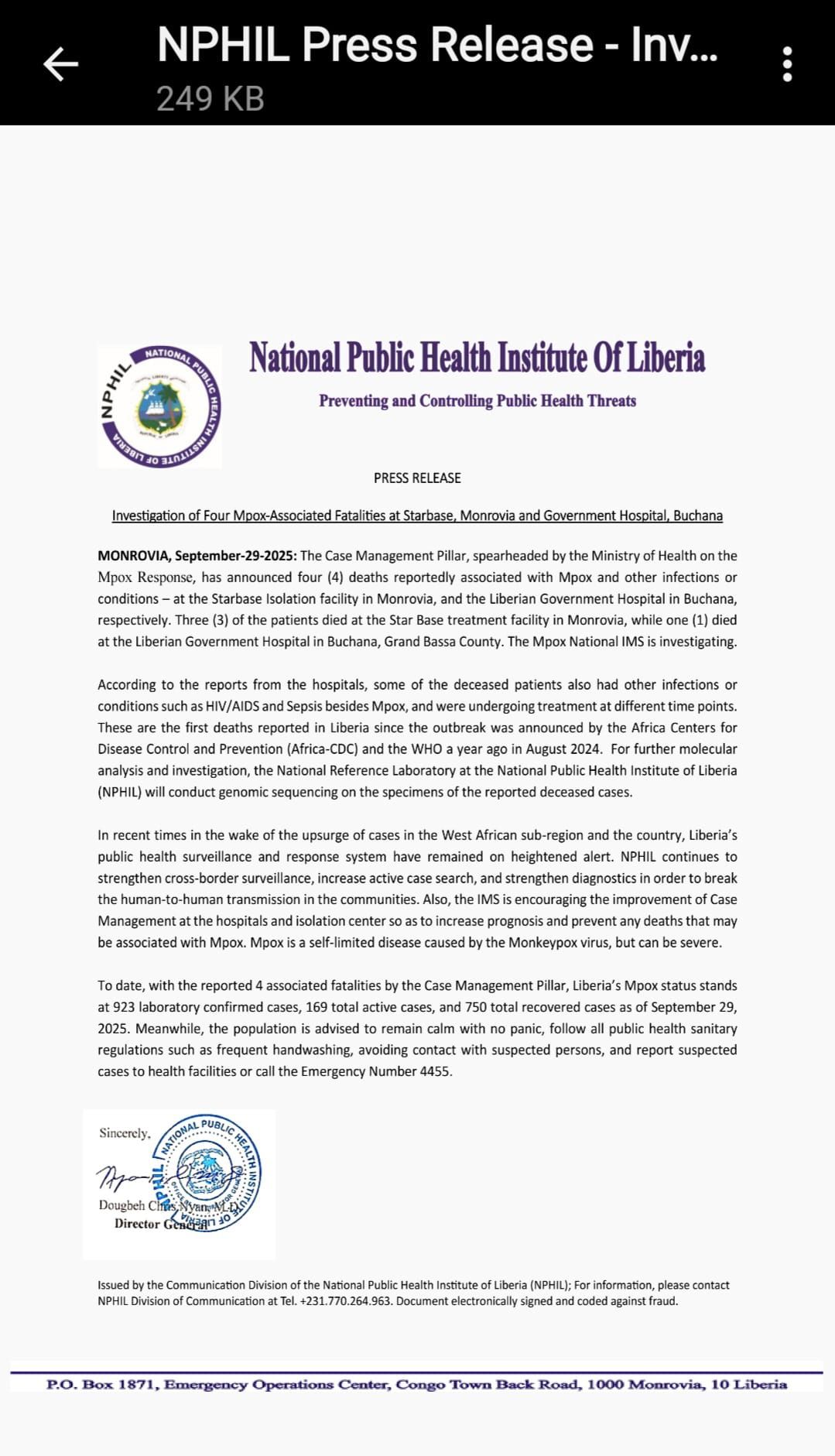 National Public Health Institute of Liberia-NPHIL | Monrovia