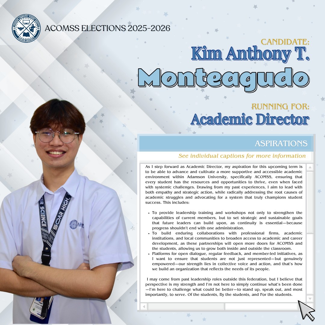 Adamson - Candidate: Monteagudo, Kim Anthony T. Running for: Academic ...