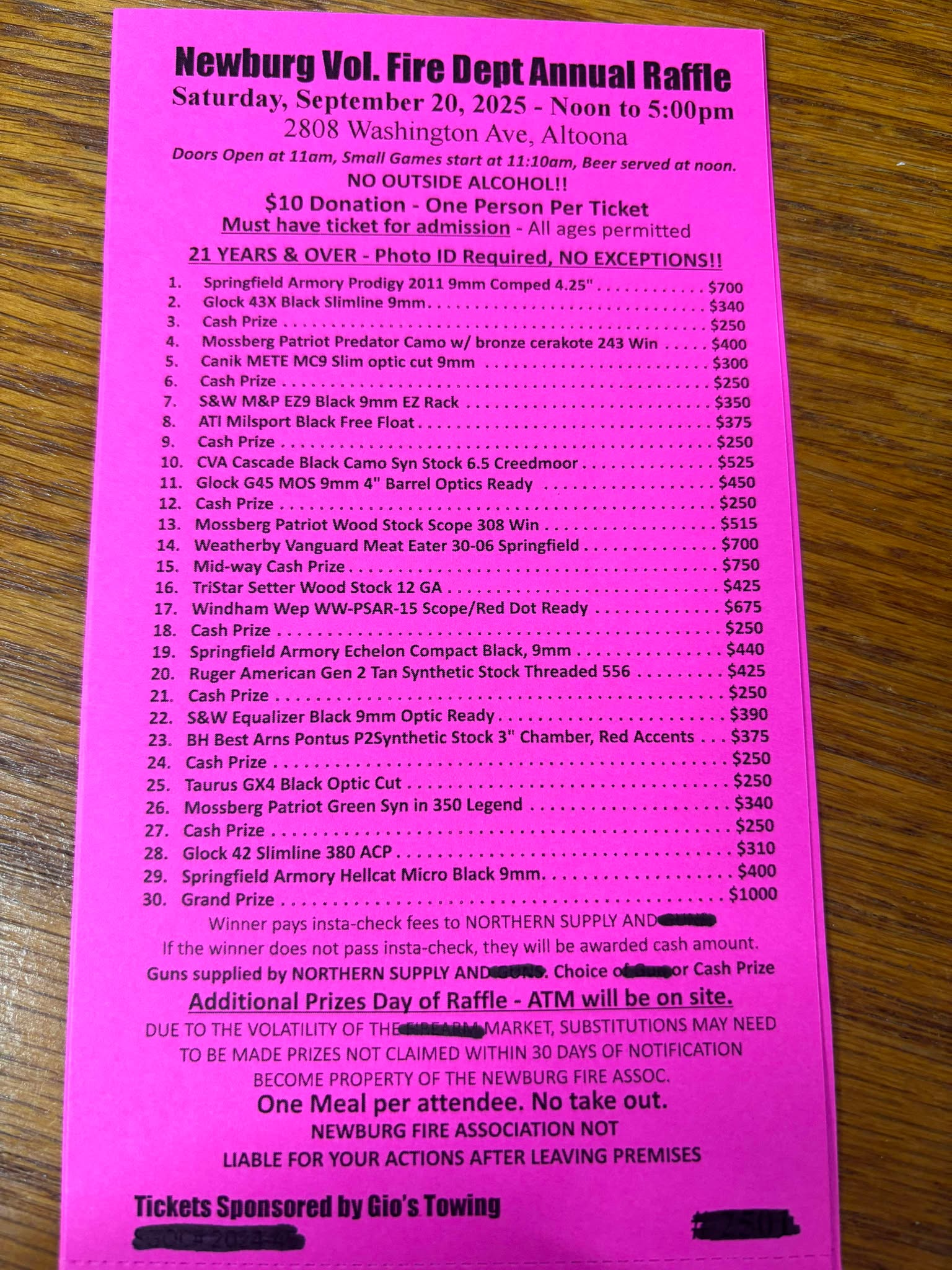 2025 Annual Pew Pew Raffle
