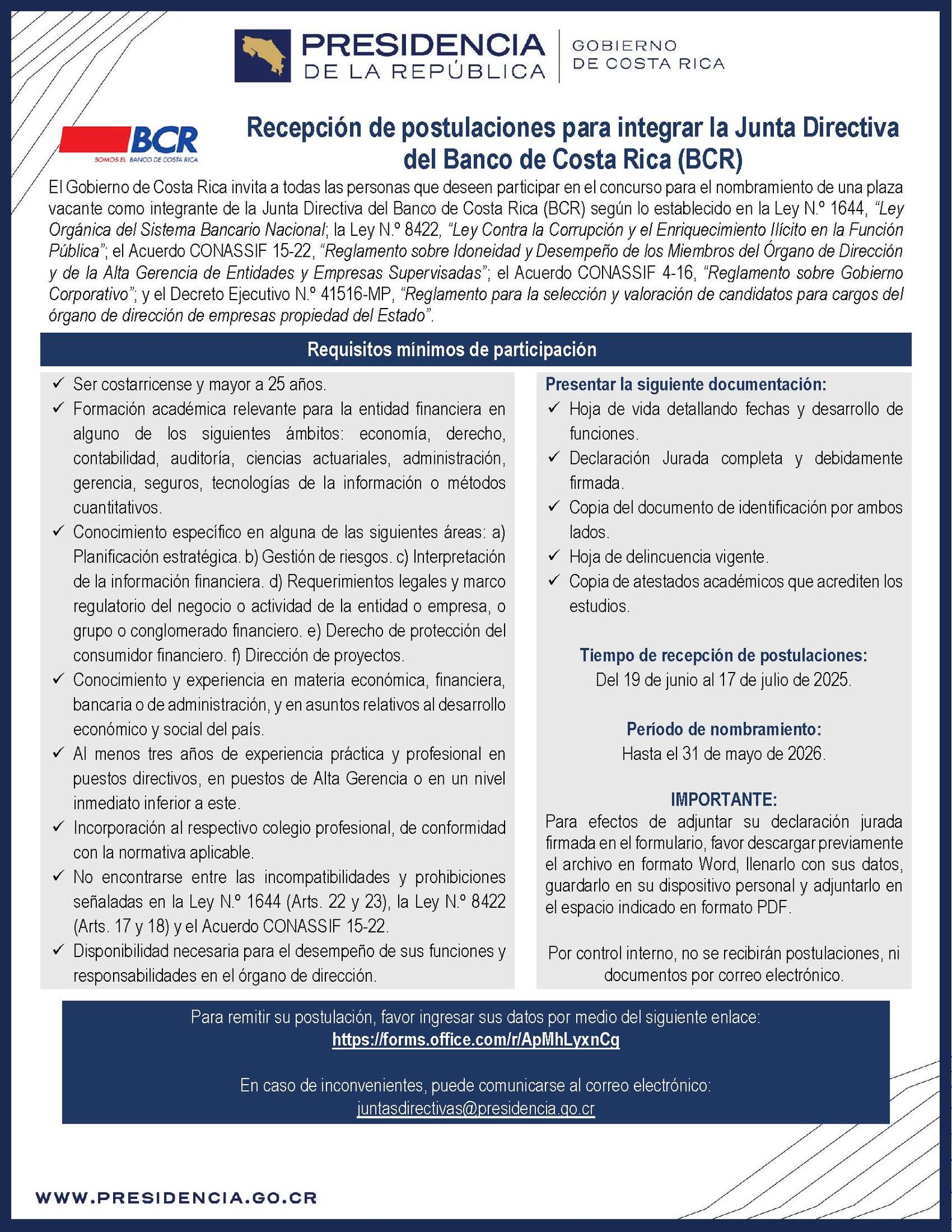 Presidencia - El Gobierno de la República de Costa Rica invita a ...