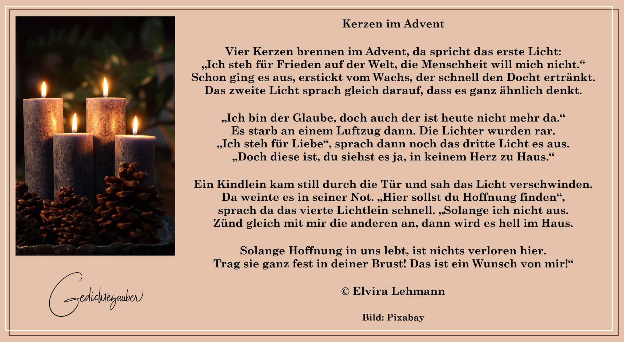 Heute Abend stellen wir Euch das Gedicht 