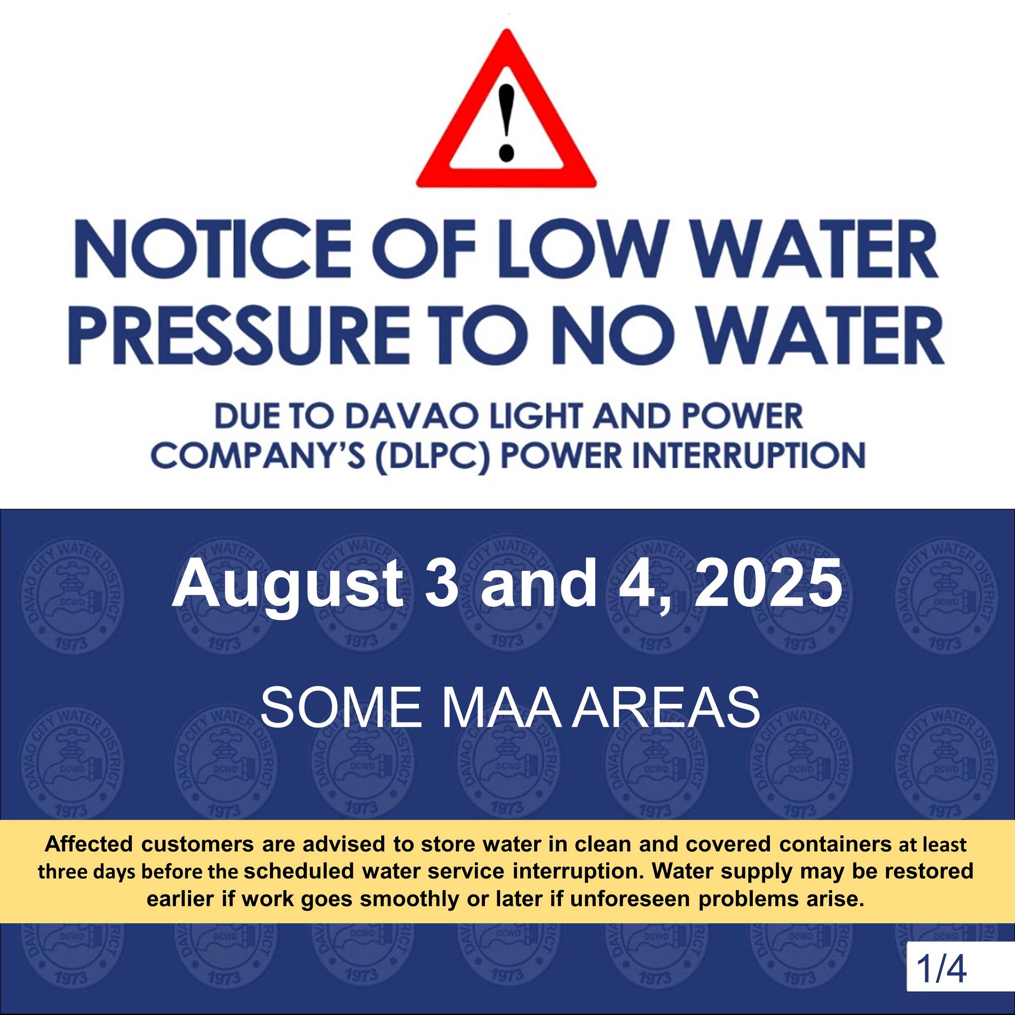 Davao - DCWD Advisory: Notice of Scheduled Water Service Interruption ...