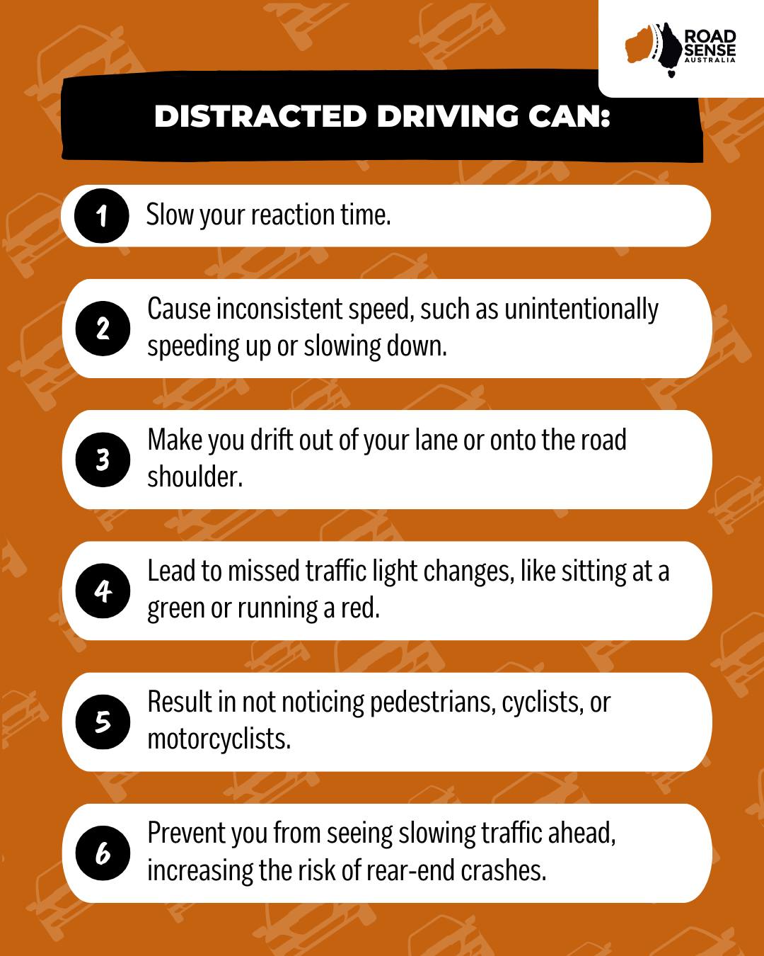 Road - Distractions when driving can be dangerous; even a moment of ...