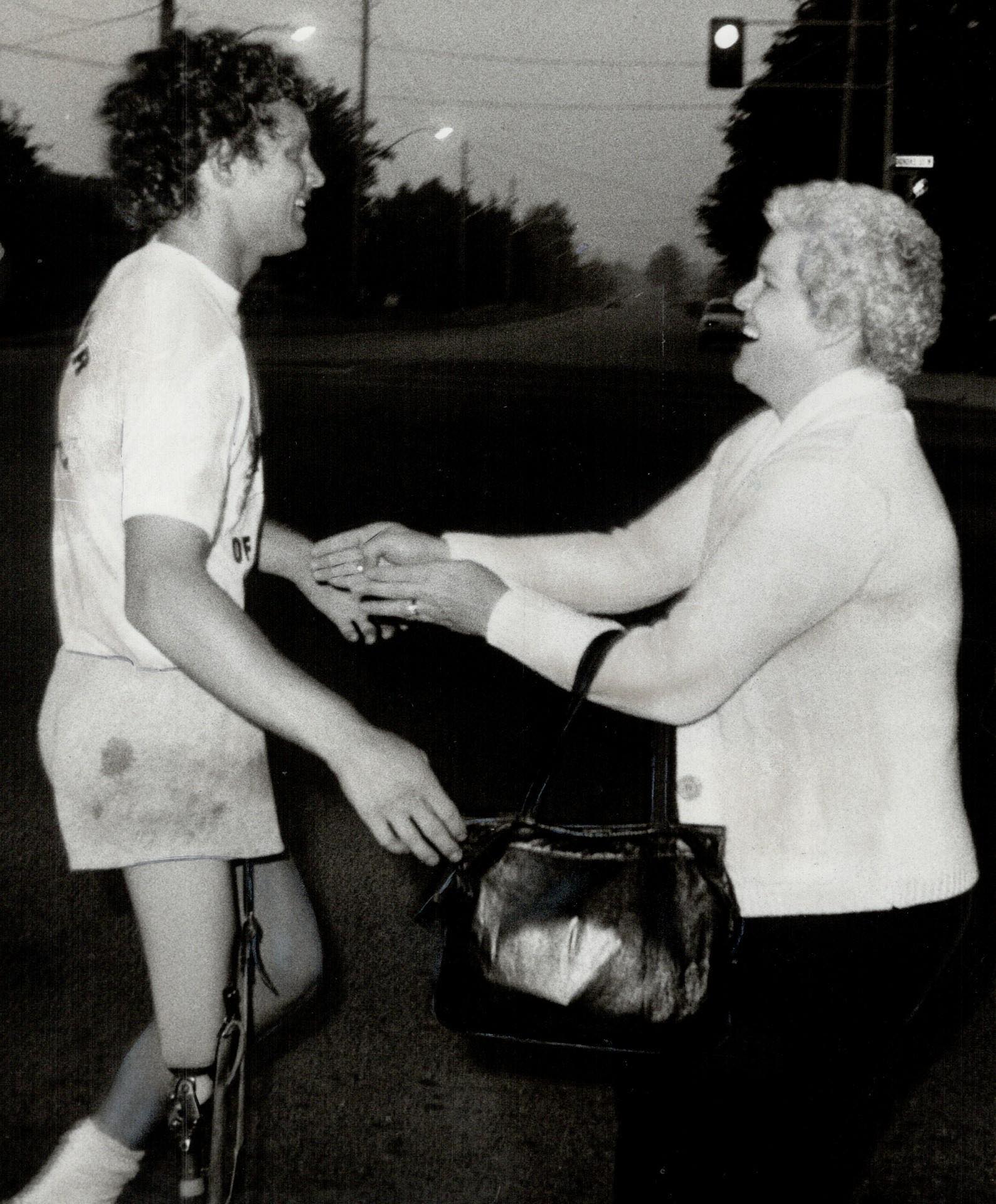 Old - Terry Fox and his mother Betty during The Marathon of Hope # ...