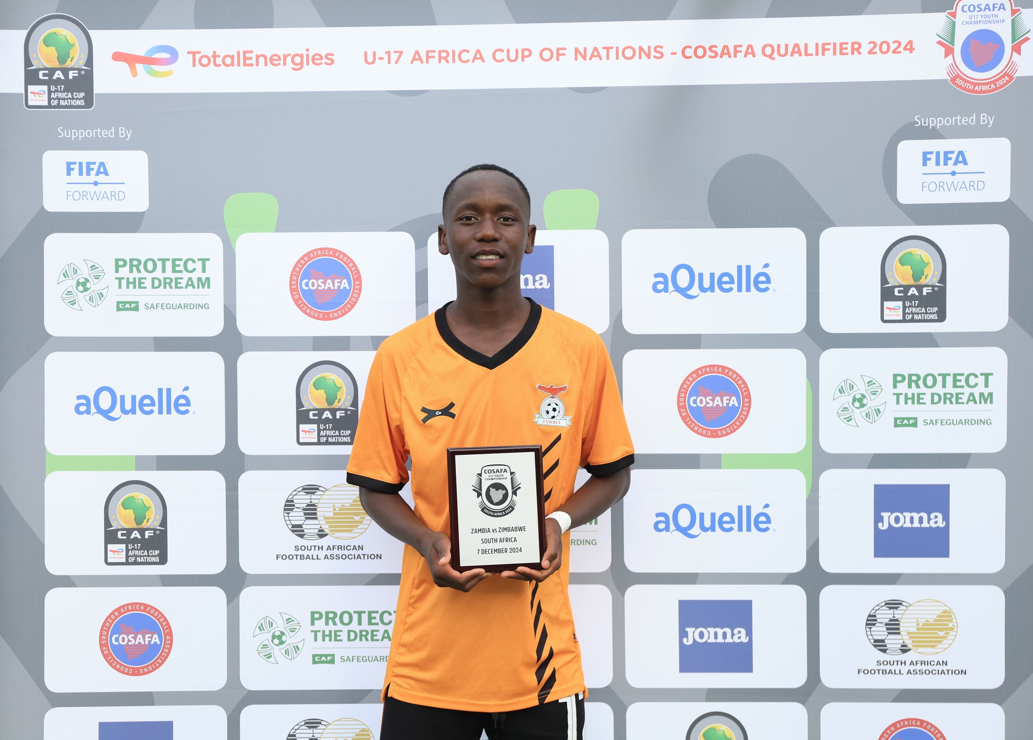 Football - Zambia midfielder Mapalo Simute poses with his TotalEnergies ...