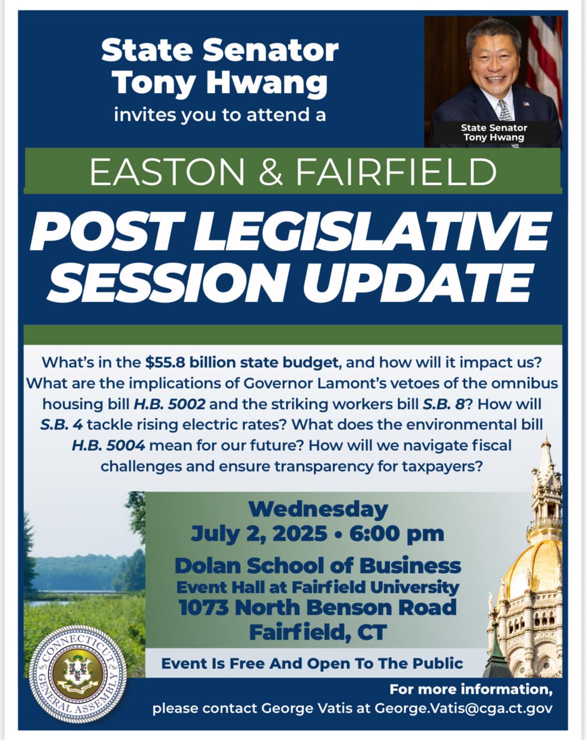 Fairfield - YOU’RE INVITED! Please join State Senator Tony Hwang at his ...