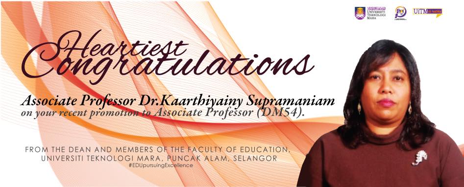 Heartiest congratulations to Associate Professor Dr. Kaarthiyainy ...