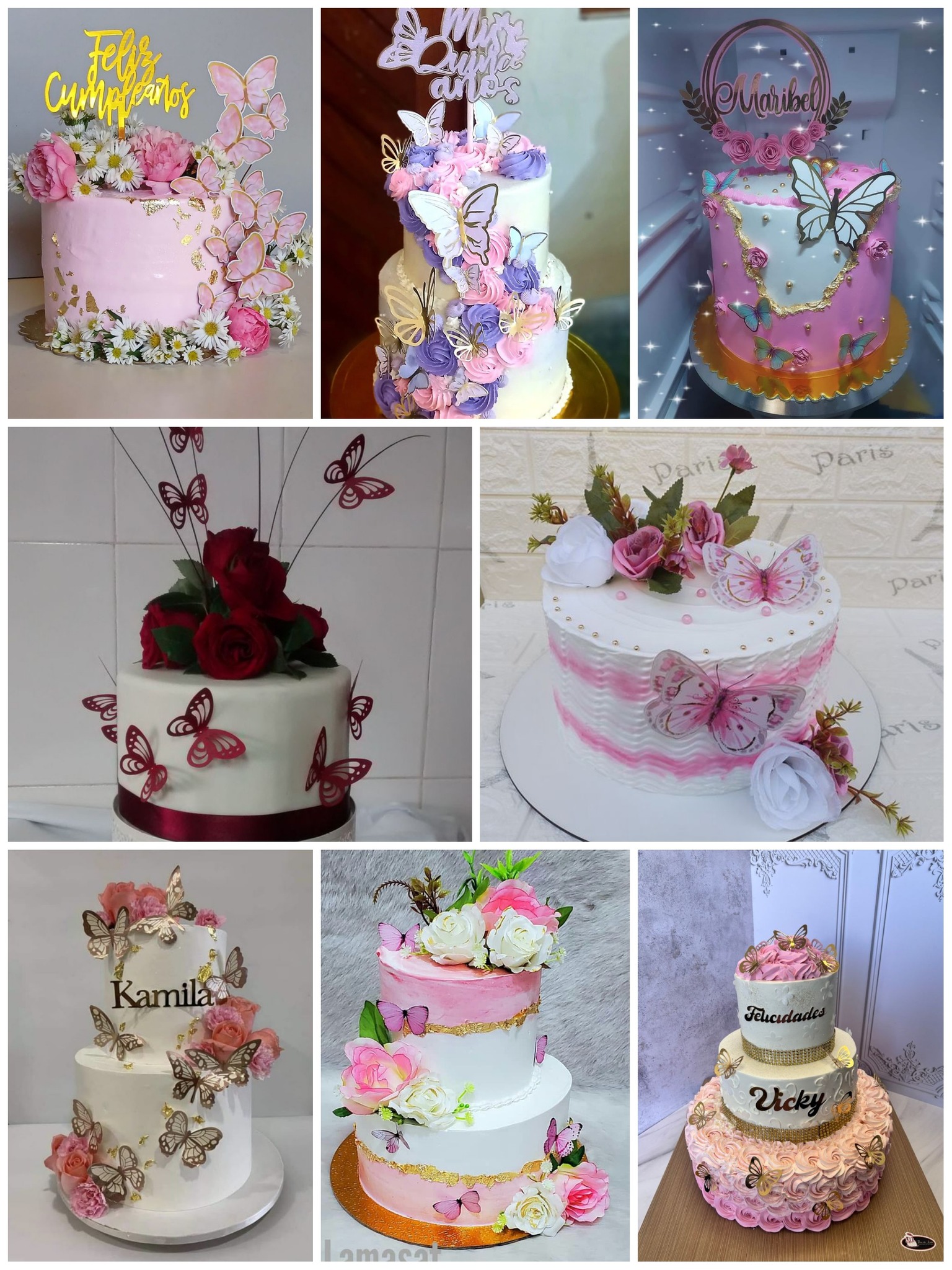 Dulce - Pasteles con decoración de flores y mariposas 🦋🦋🦋🦋🦋 | Facebook
