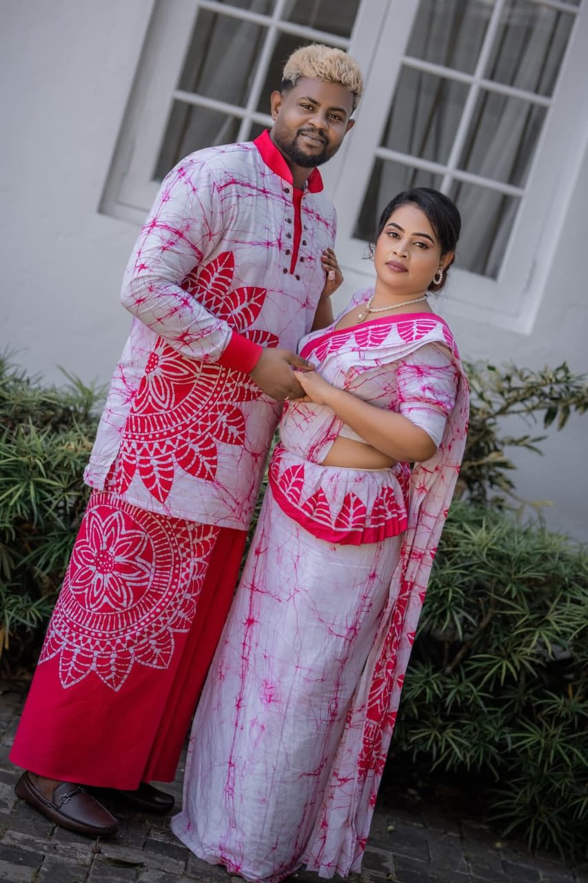 Engagement couple outfit by Indi batik🤍❤️ Thank you for choosing Indi batik ♥️ Call/WhatsApp on 0778890703 or Contact us through messenger #batik #batiksrilanka #indibatik #handmade #handmadesrilanka #handmadewithlove #handcrafted #wedding 