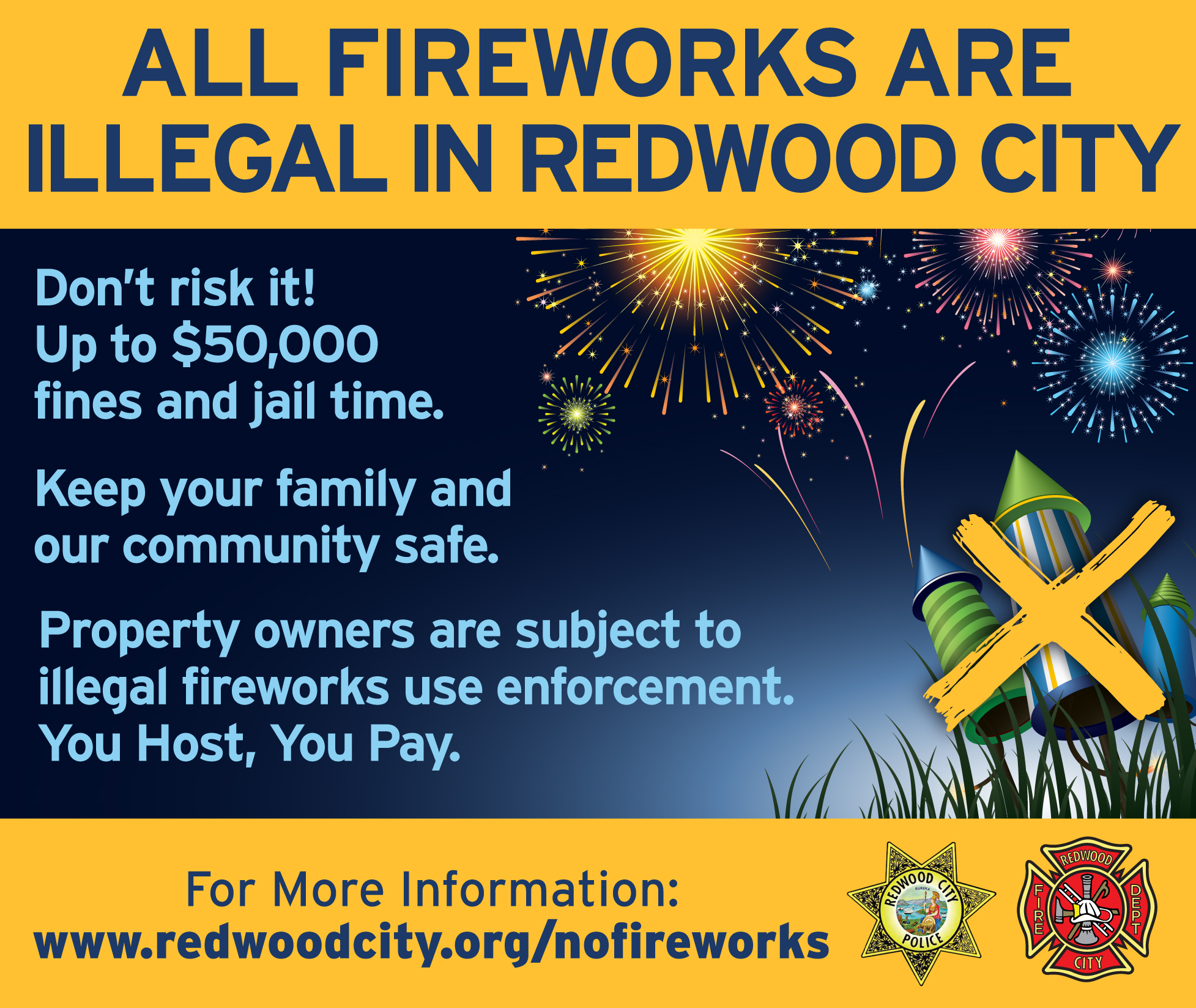 City - 🚨 Reminder: All fireworks are illegal in Redwood City, not just ...