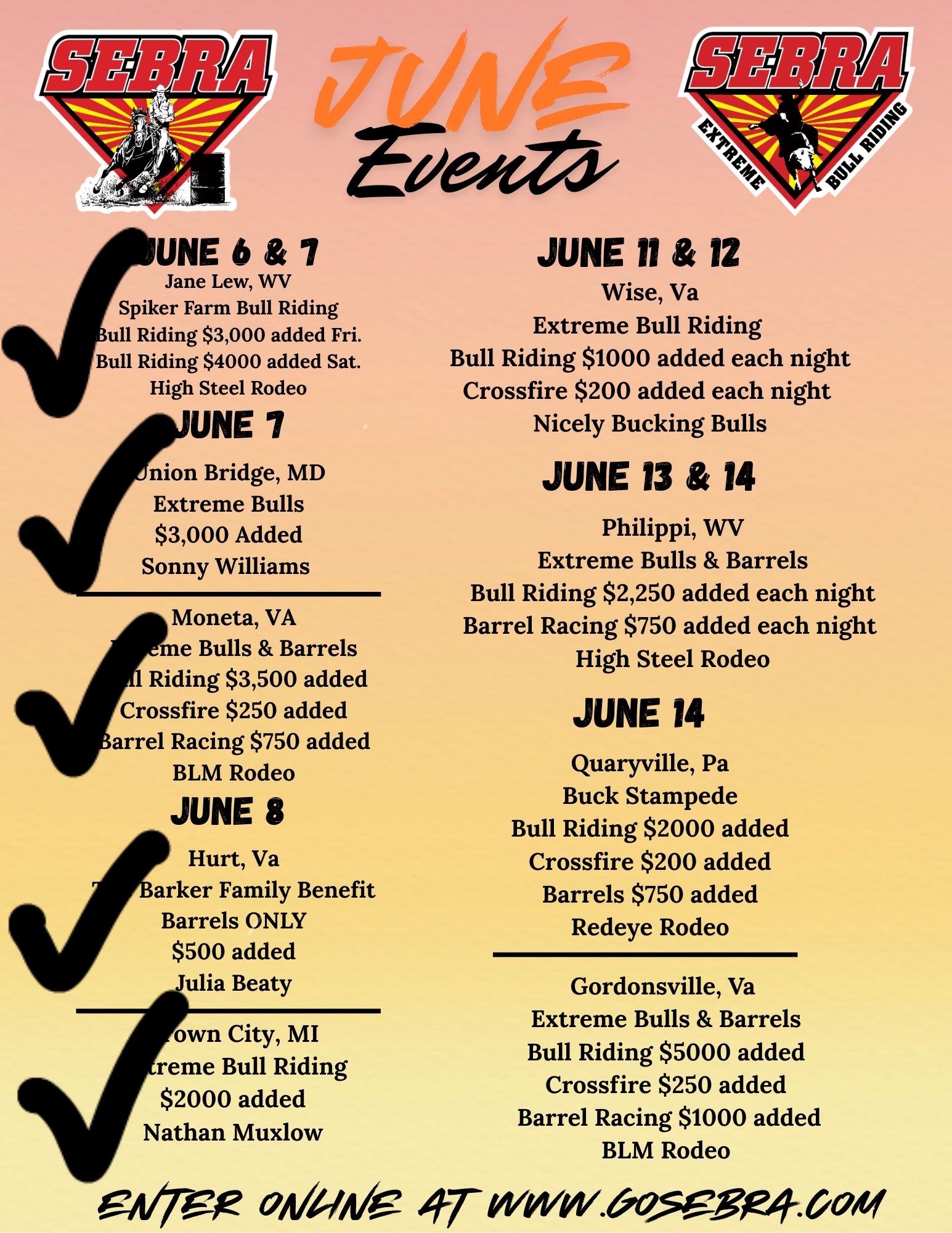 This week & weekends... - SEBRA Bull Riding and Barrel Racing | Facebook