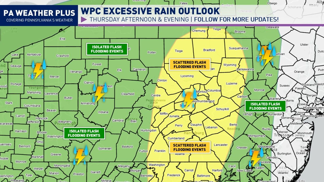 PA - ⚠️ FLASH FLOODING RISK INCREASED FOR TODAY 6/26 ⚠️ Heavy rain and ...