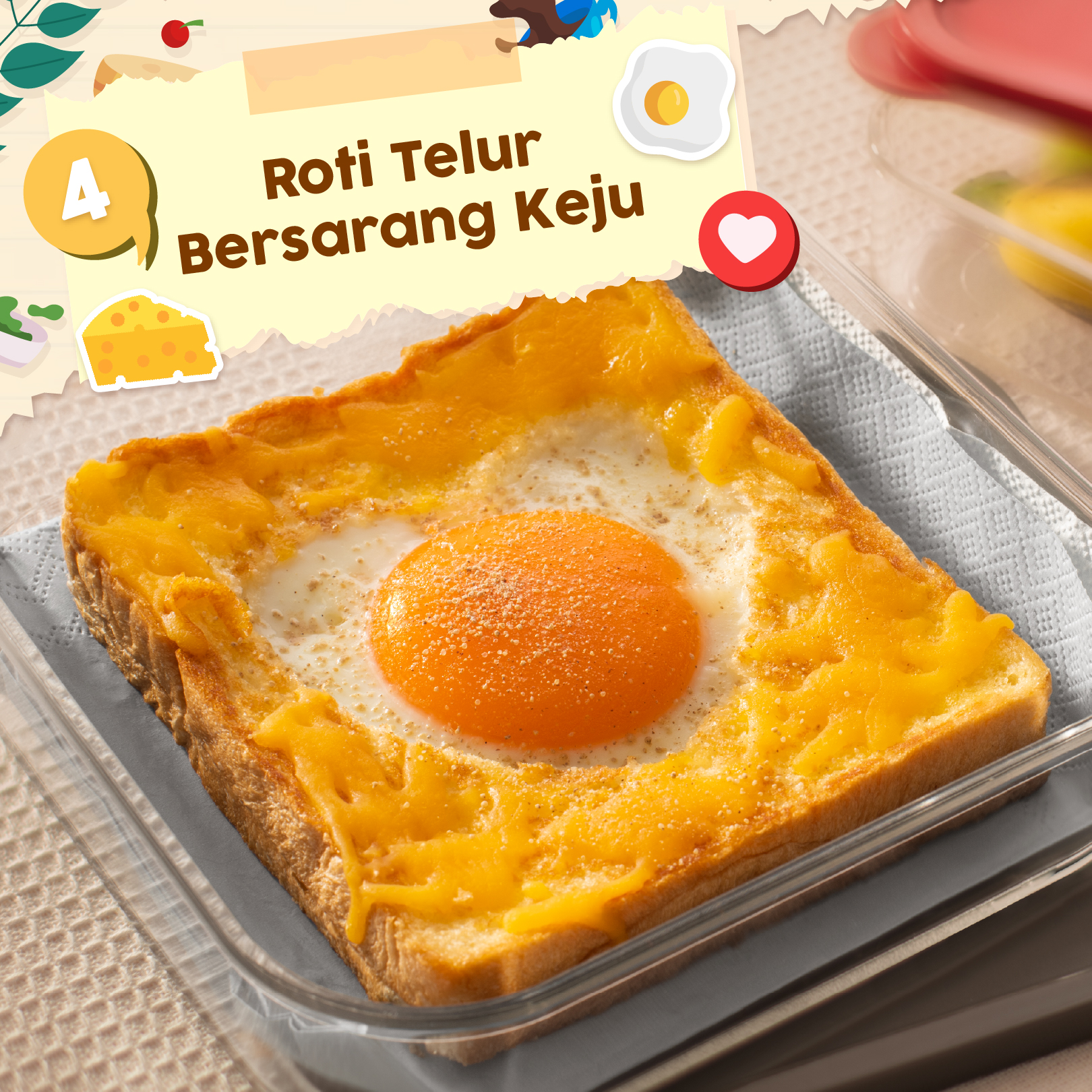 Sedapedia - 👩🏻‍🍳Resepi👩🏻‍🍳 Roti Telur Bersarang Keju Bahan-bahan: 1 ...