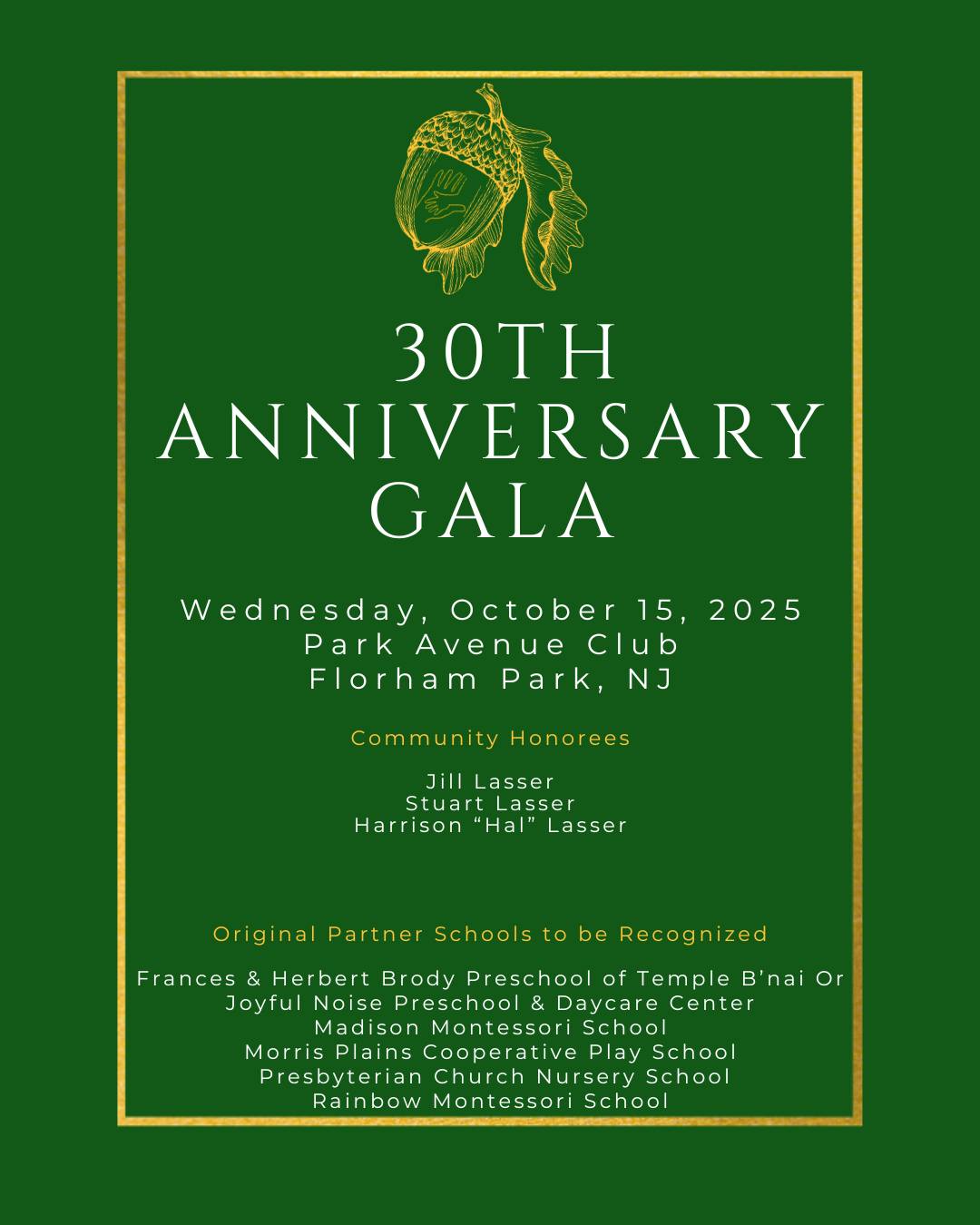 Preschool - We are thrilled to announce our 30th Anniversary Gala, a ...