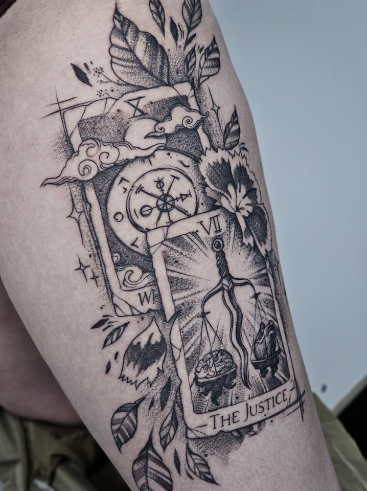 Spoitt Tatouage - Roue de la fortune et justice, joli...