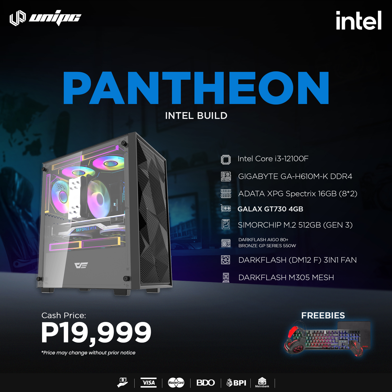 UniPC - Conquer your daily grind with PANTHEON Intel Build! i3-12100F ...