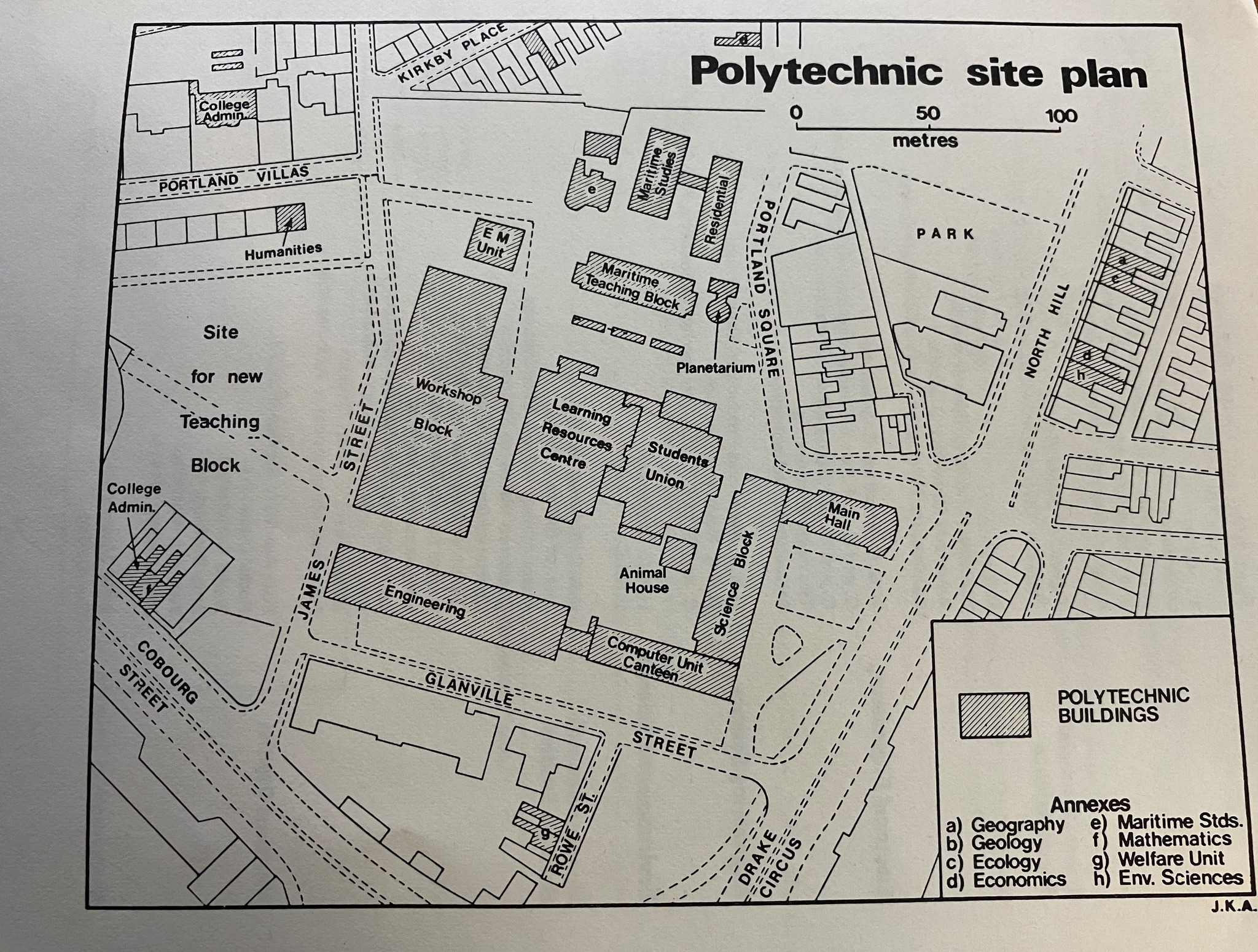 Map of campus from 1990