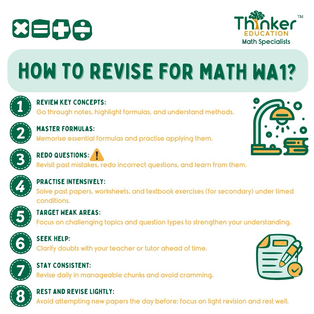 📢 How to Revise for Math WA1! 📖 WA1... - Thinker Education | Facebook
