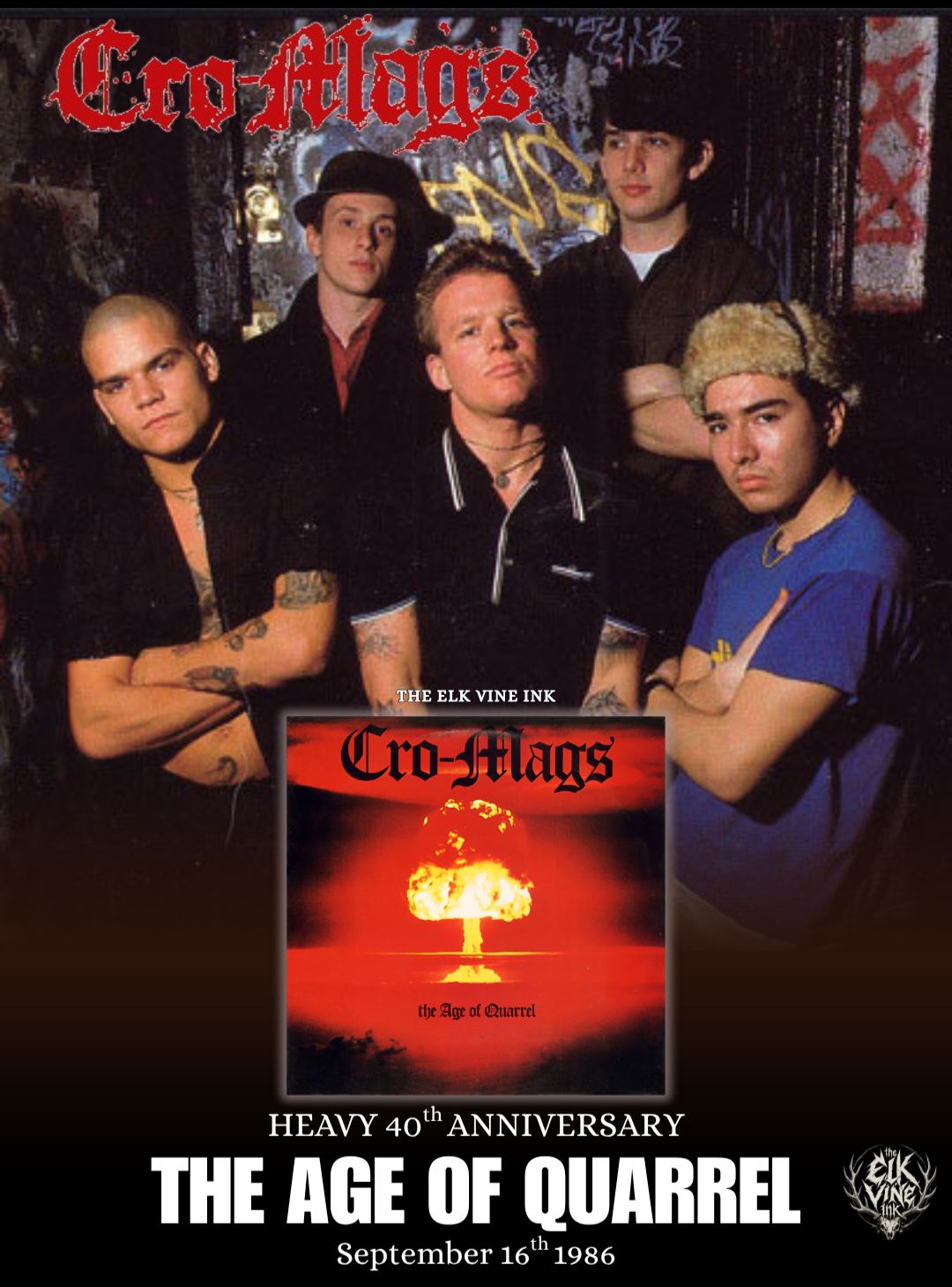 ミュージシャン CROMAGS CRO-MAGS vintge NYHC Cromags' debut album 'The Age of Quarrel' 40th anniversary