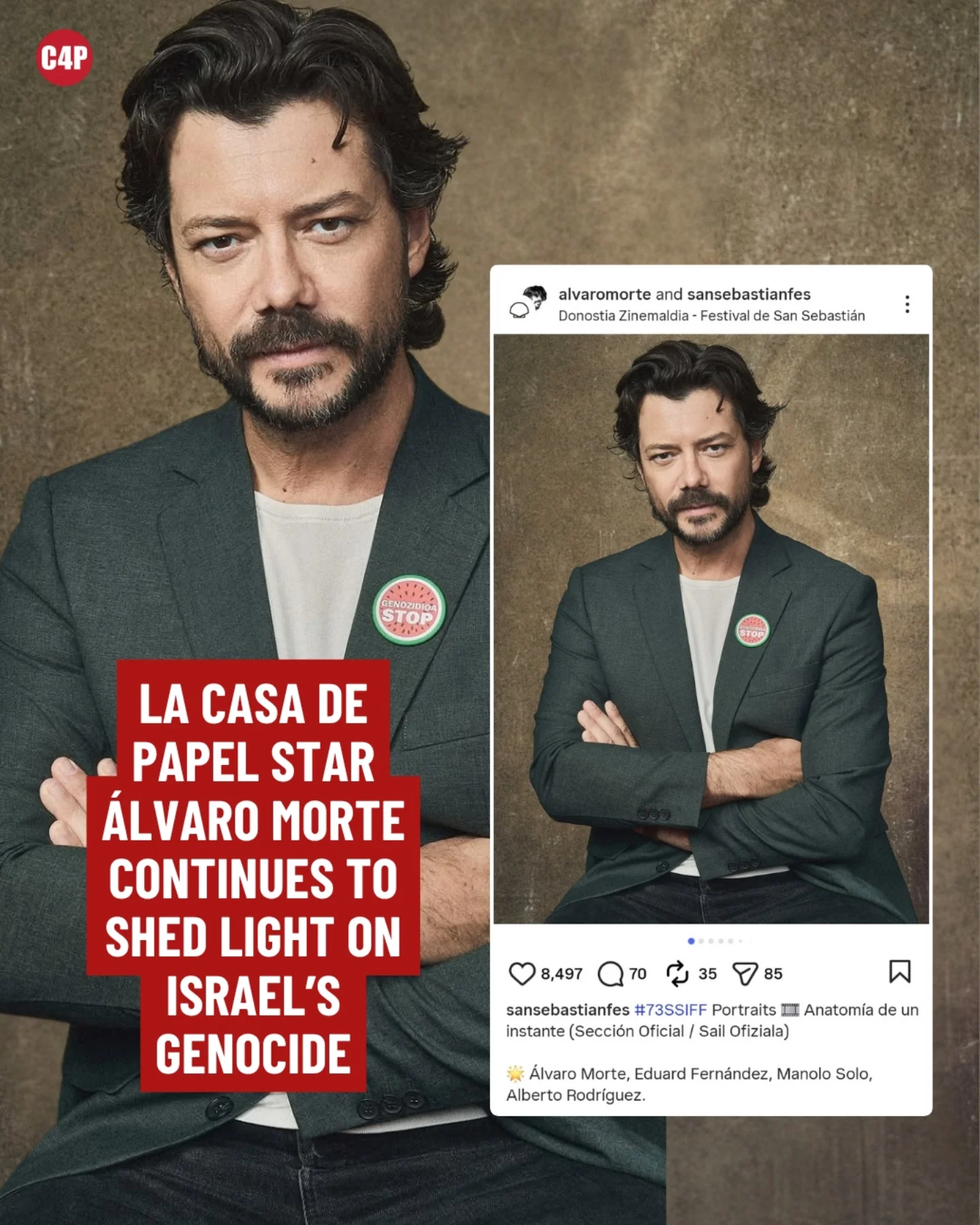 La casa de papel star Álvaro... - Celebrities4Palestine | Facebook