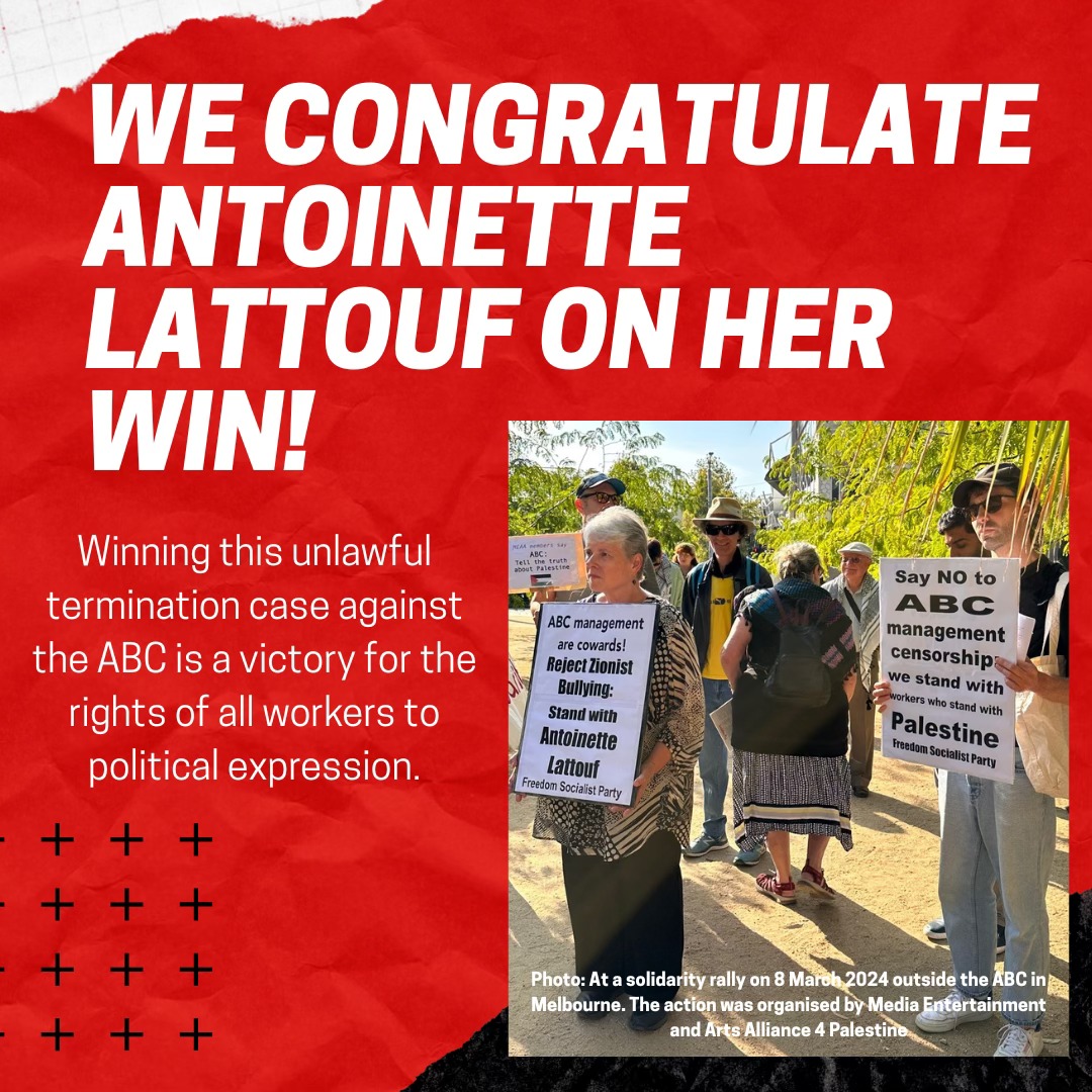 Freedom - The Freedom Socialist Party congratulates Antoinette Lattouf ...