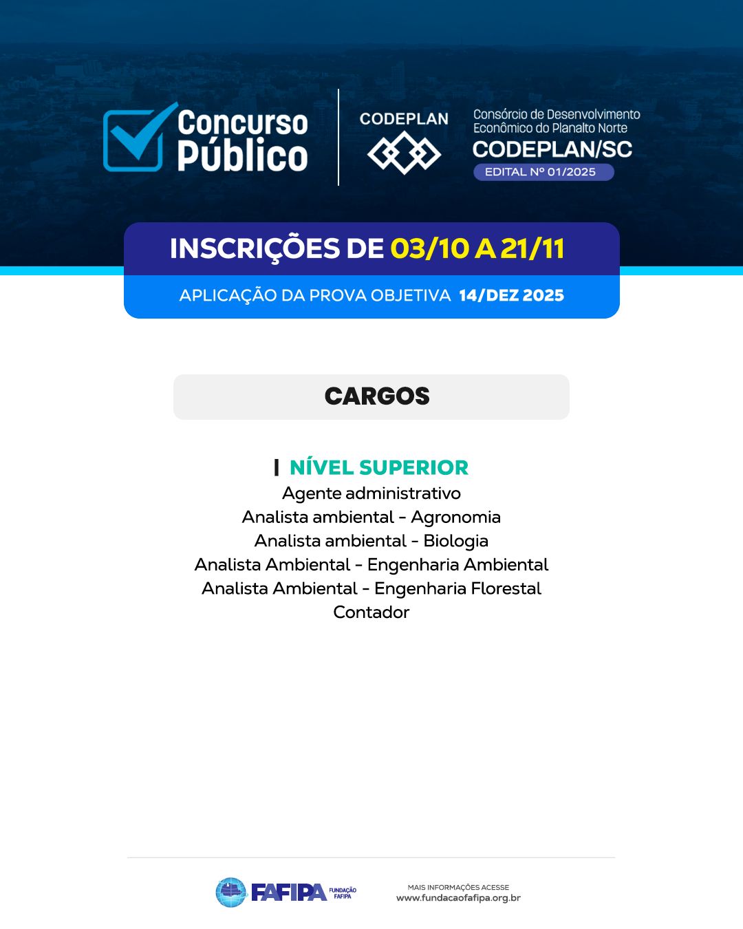 Fundação - 📢 Concurso Público – CODEPLAN Mafra/SC O Edital nº 01/2025 ...