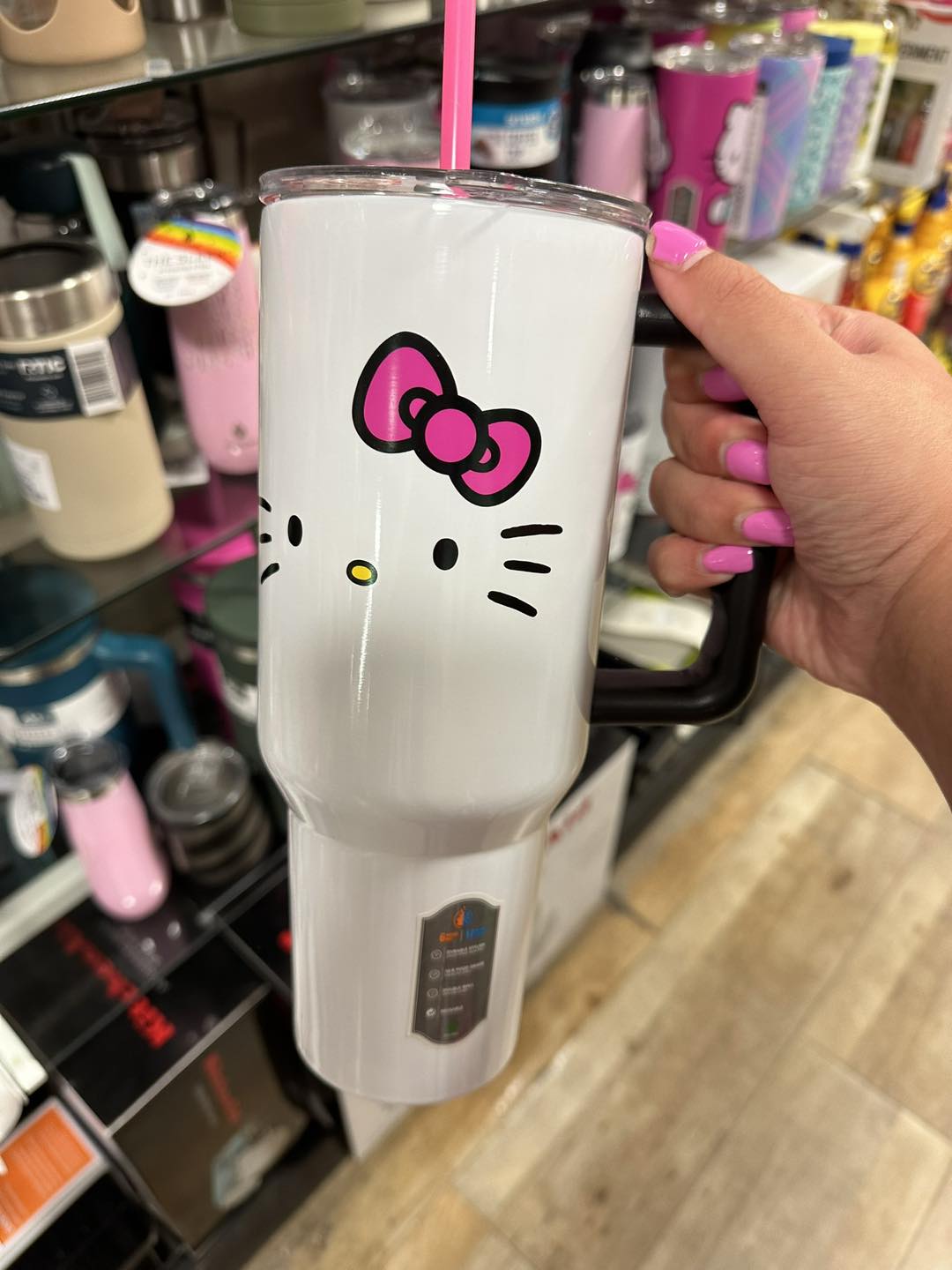 The #HelloKittyCafe 10th Anniversary glass tumbler is here and