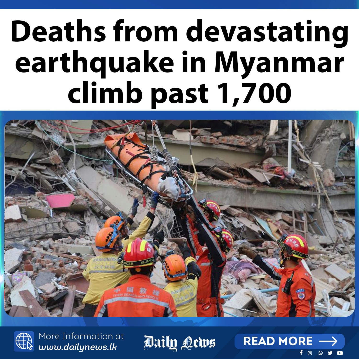 Daily - Deaths from devastating earthquake in Myanmar climb past 1,700 ...