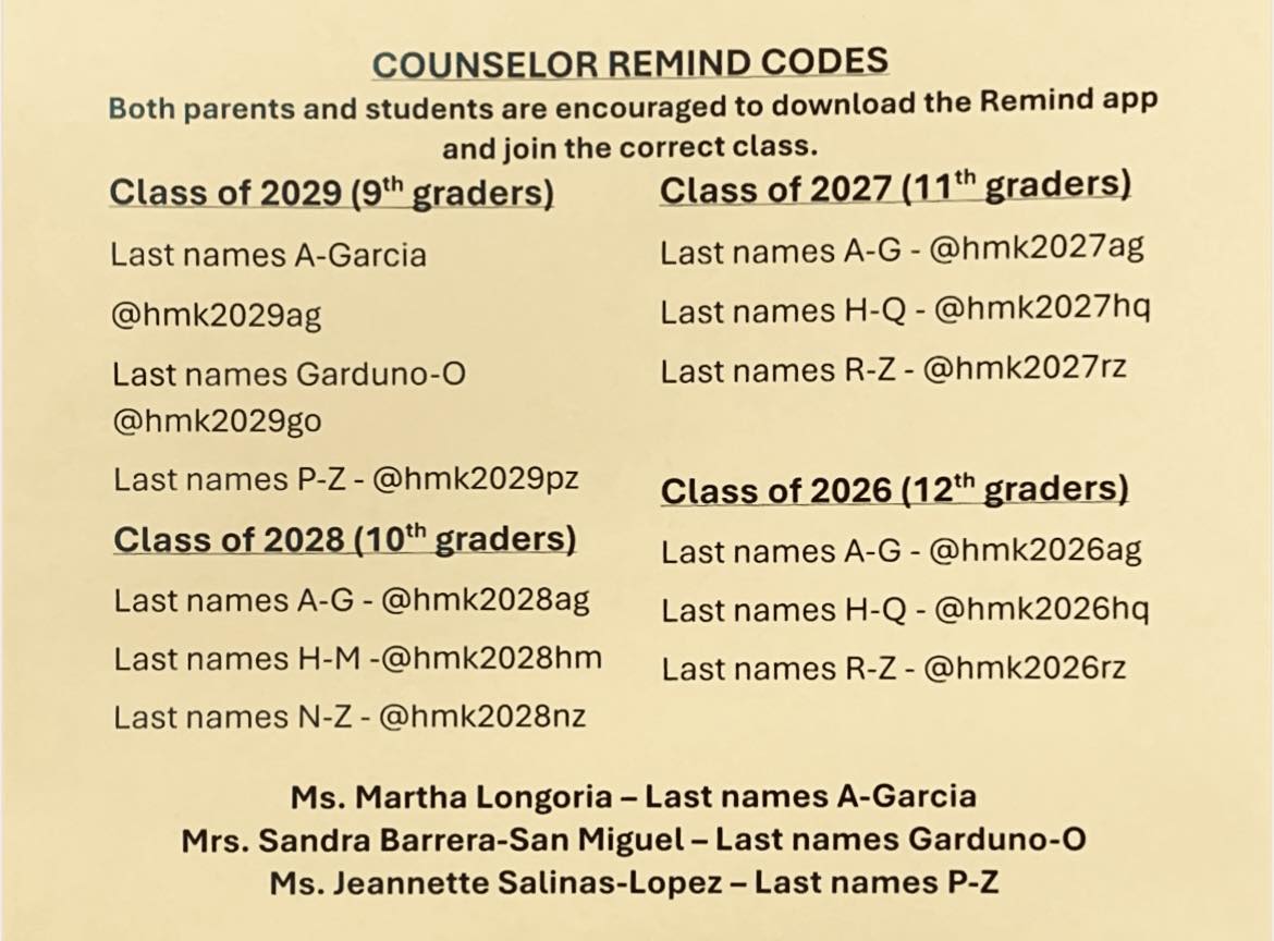 Kingsville ISD - Please see the attached remind codes for... | Facebook