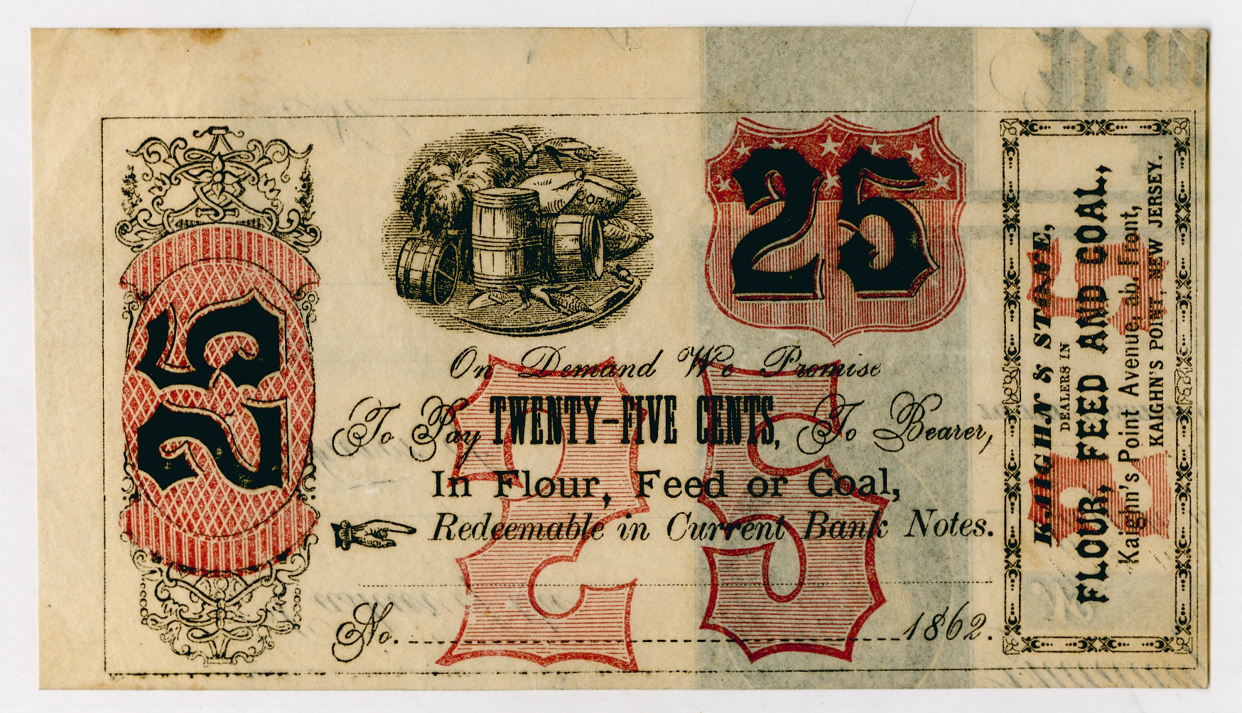Archives - Lot 495 Kaighn & Stone. 1862. Obsolete Scrip Note FEATURING ...